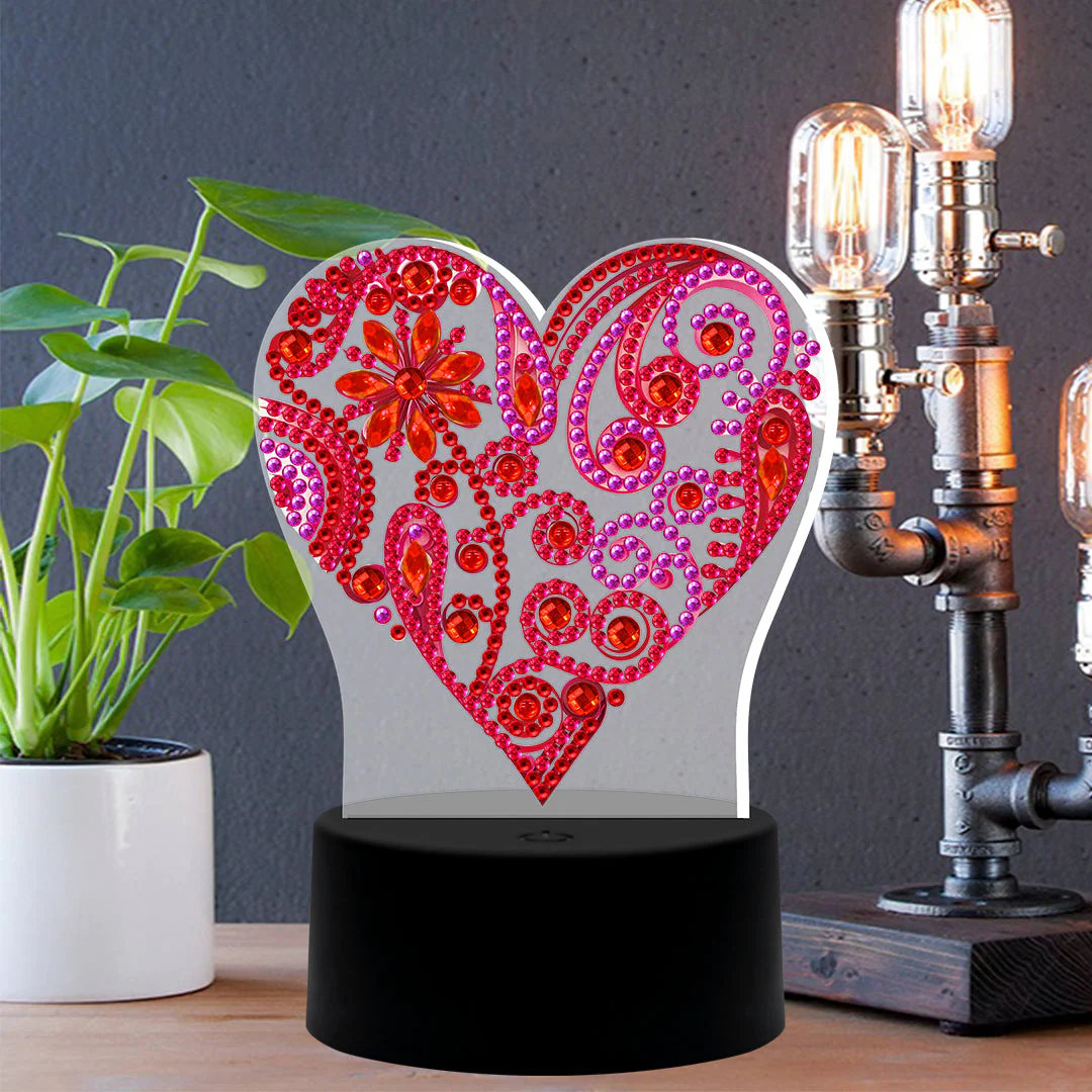 Diamond Painting Staande Lampje – Hart