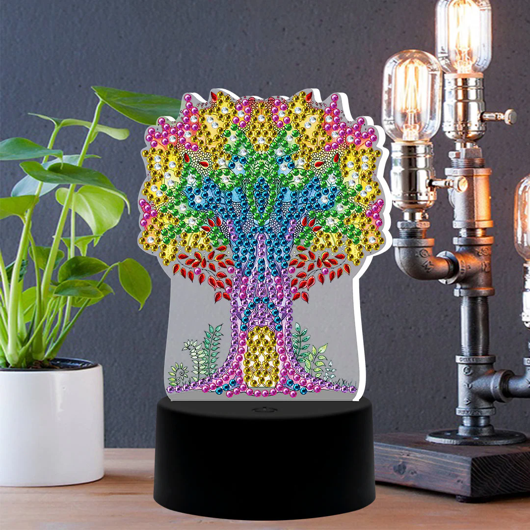 Diamond Painting Staande Lampje – Gekleurde Boom Diamond Painting Staande Lampje – Gekleurde Boom