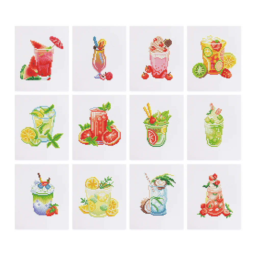 12 Mini Diamond Paintings – Fruit Cocktails