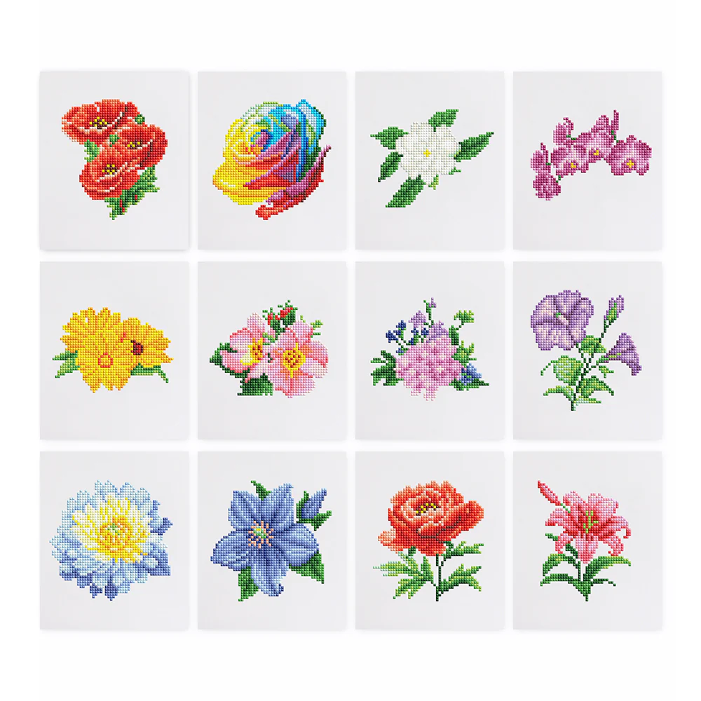12 Mini Diamond Paintings – Bloemen