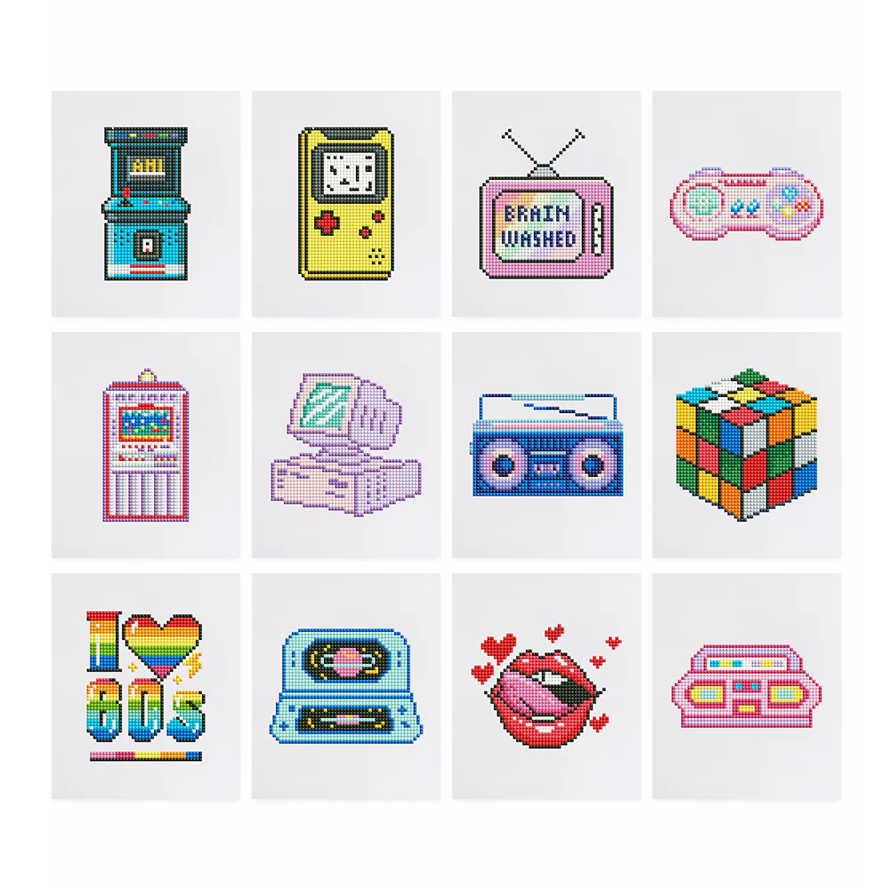 12 Mini Diamond Paintings – Retro