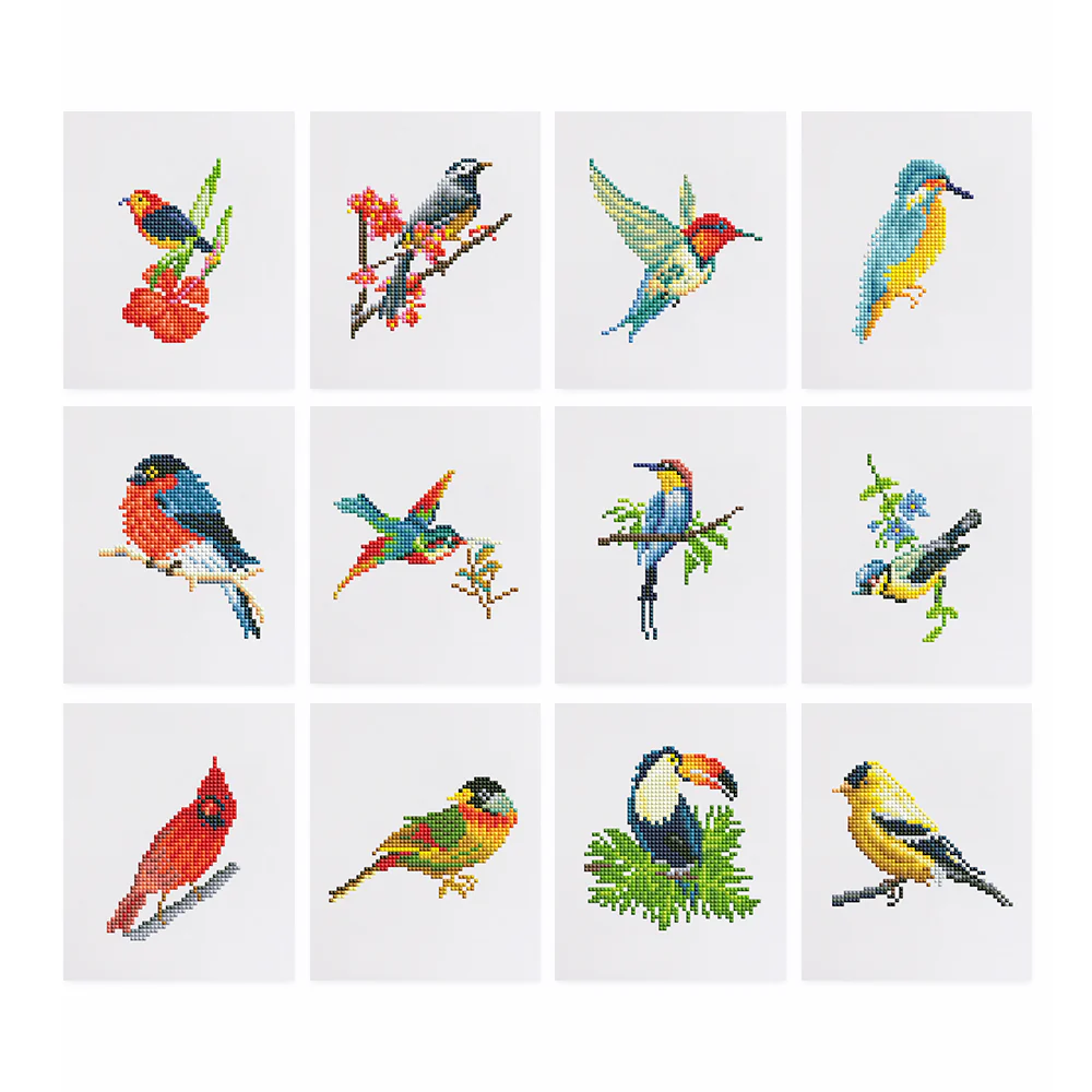 12 Mini Diamond Paintings – Vogels