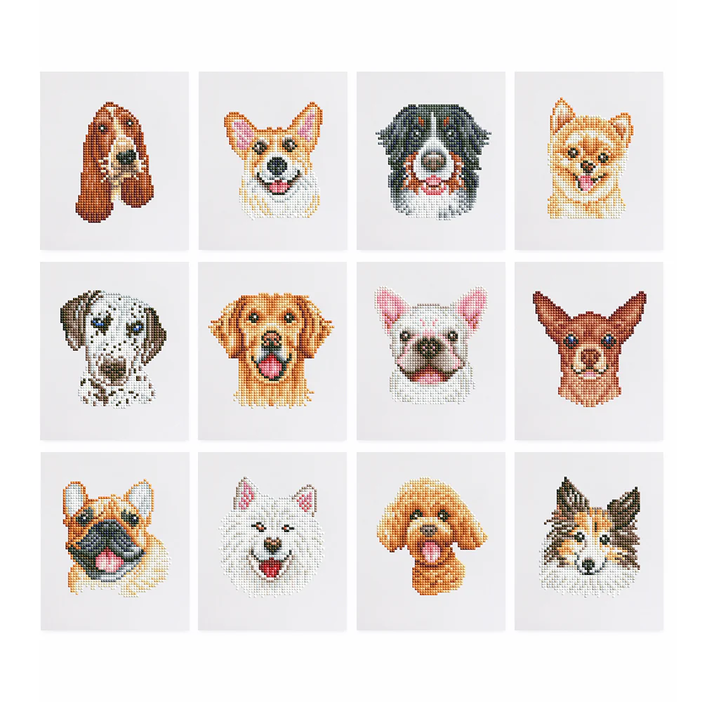 12 Mini Diamond Paintings – Honden