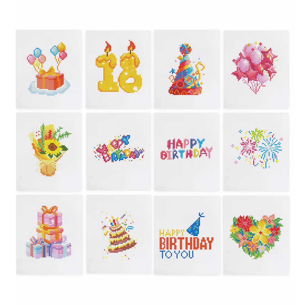 12 Mini Diamond Paintings – Verjaardag