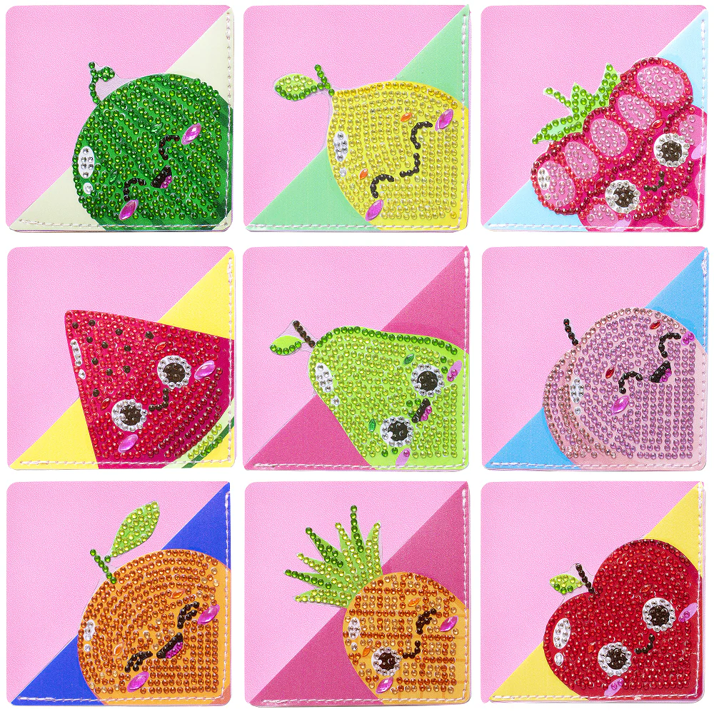 Diamond Painting Hoek Boekenleggers – Fruit met Gezicht