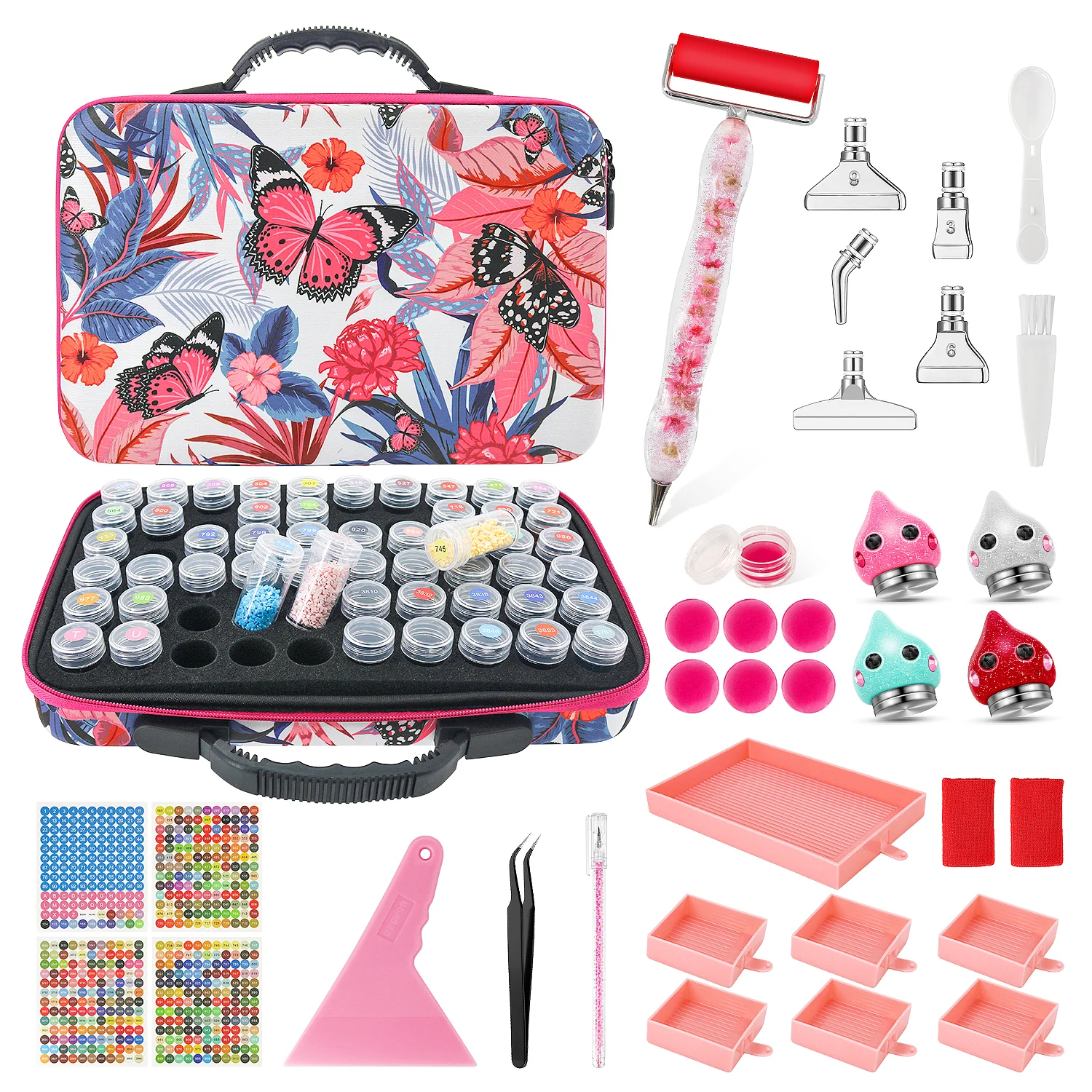 Roze Vlinders Opbergkoffer met Accessoires