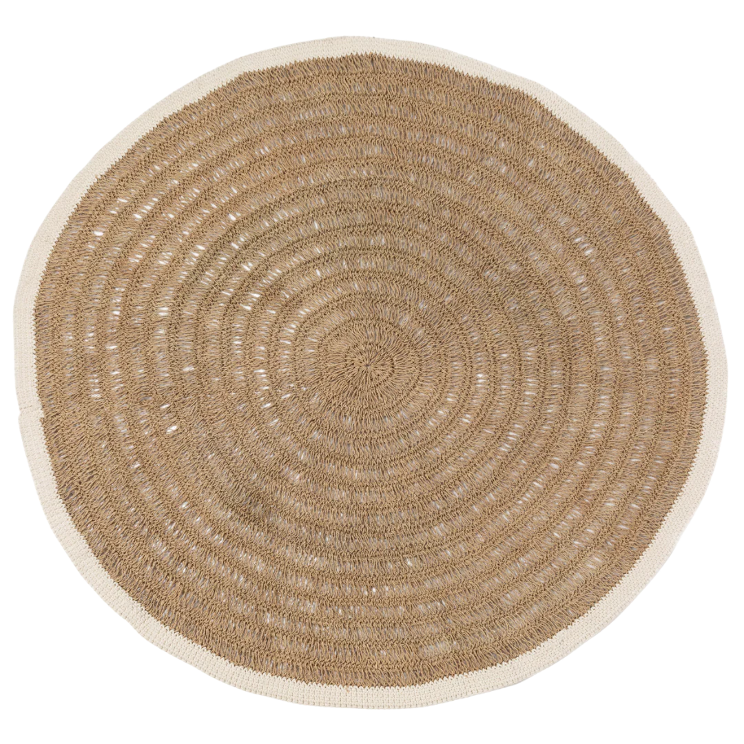 ROND TAPIJT | ZEEGRAS | KATOEN | NATUREL | WIT