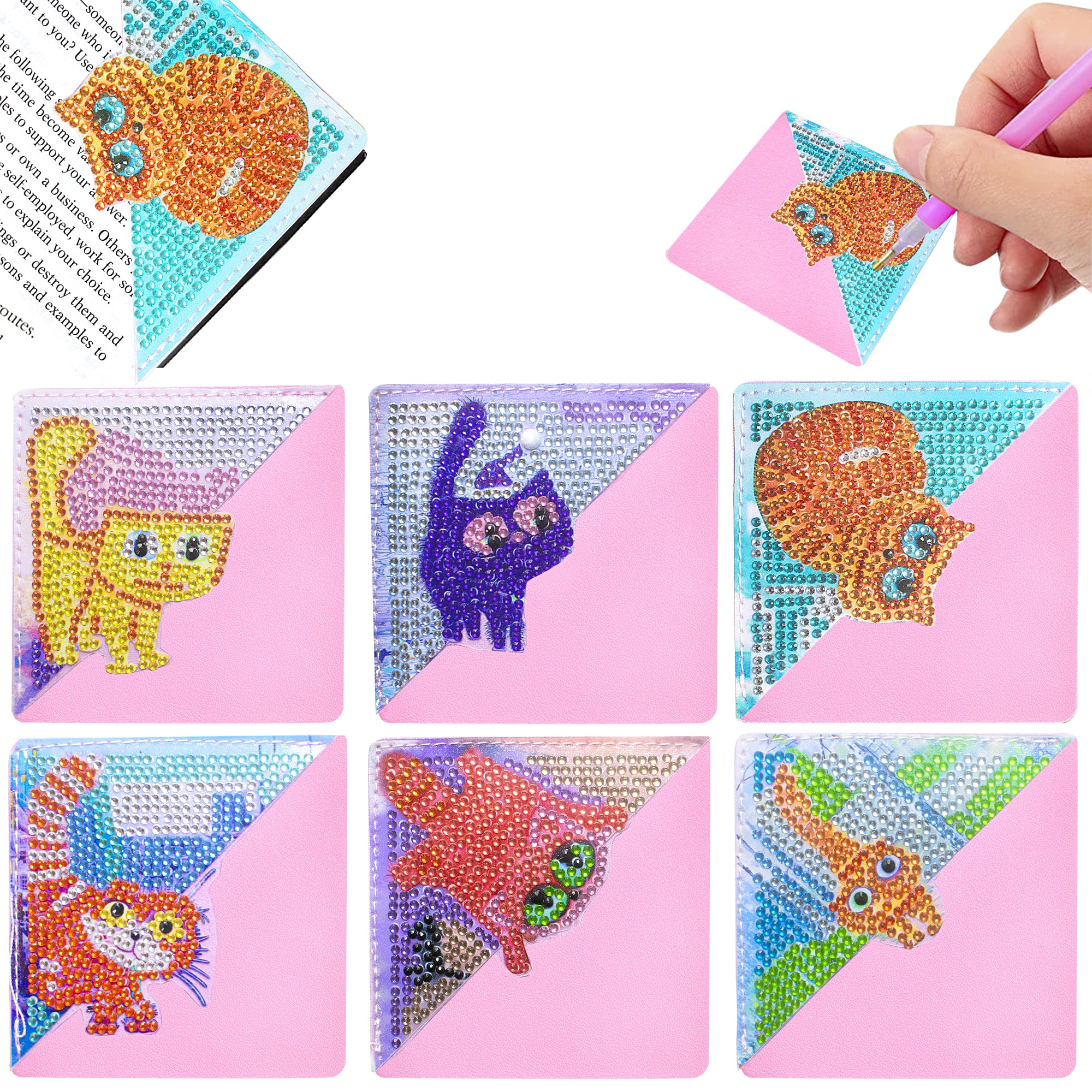Diamond Painting Hoek Boekenleggers – Gekleurde Katten Diamond Painting Hoek Boekenleggers – Gekleurde Katten