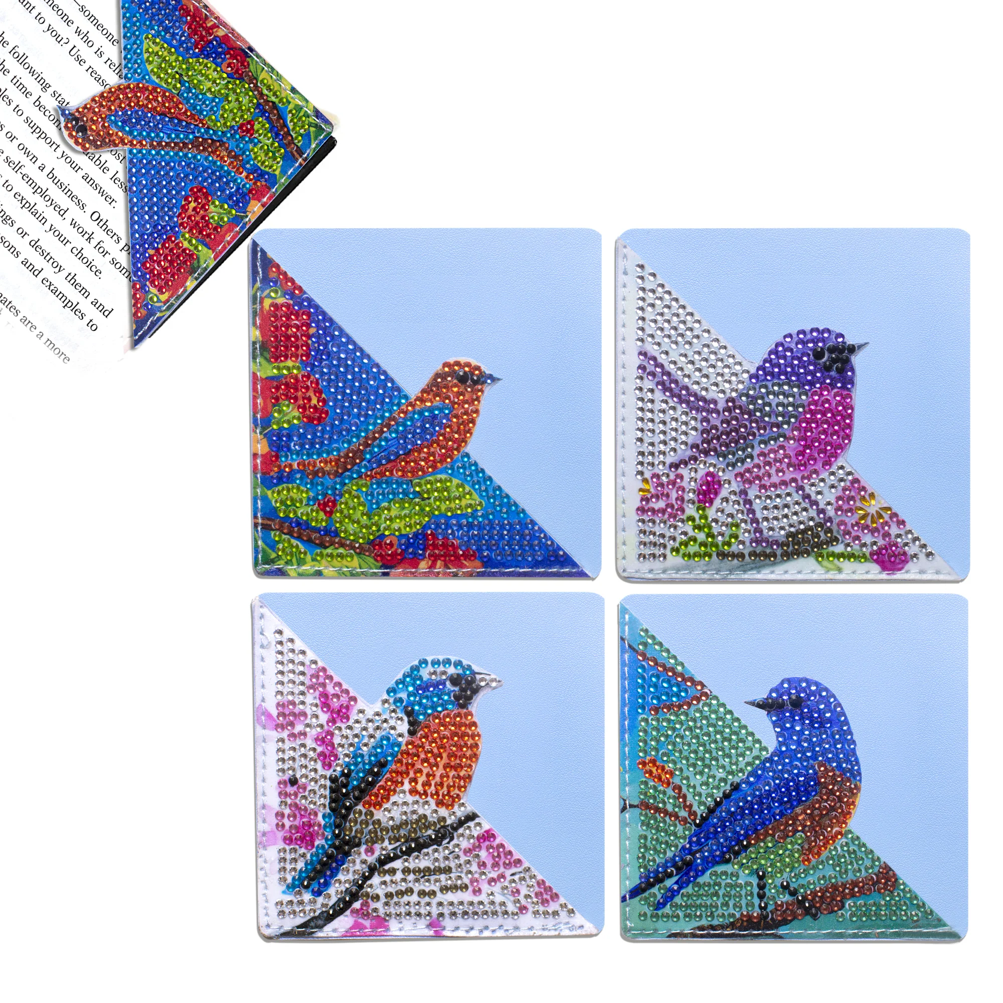 Diamond Painting Hoek Boekenleggers – Vogels – 4 stuks Diamond Painting Hoek Boekenleggers – Vogels – 4 stuks