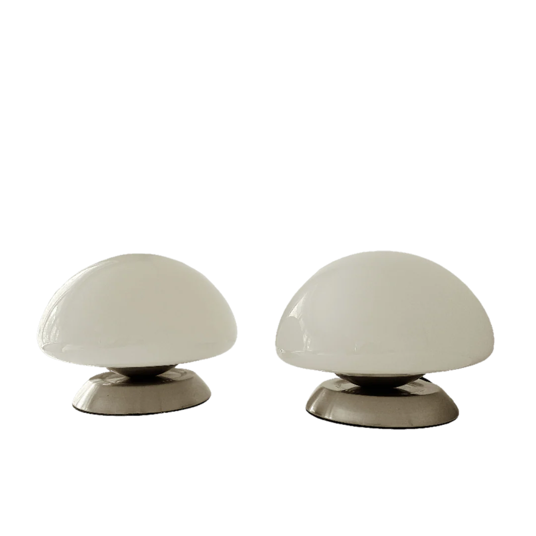 MUSHROOM TAFELLAMP | SET VAN 2 | GLAS | RVS | VINTAGE