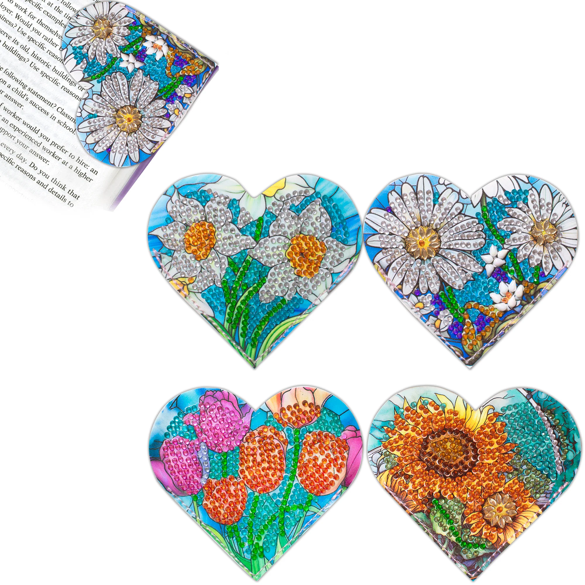 Diamond Painting Hoek Boekenleggers – Hartjes – 4 stuks Diamond Painting Hoek Boekenleggers – Hartjes – 4 stuks