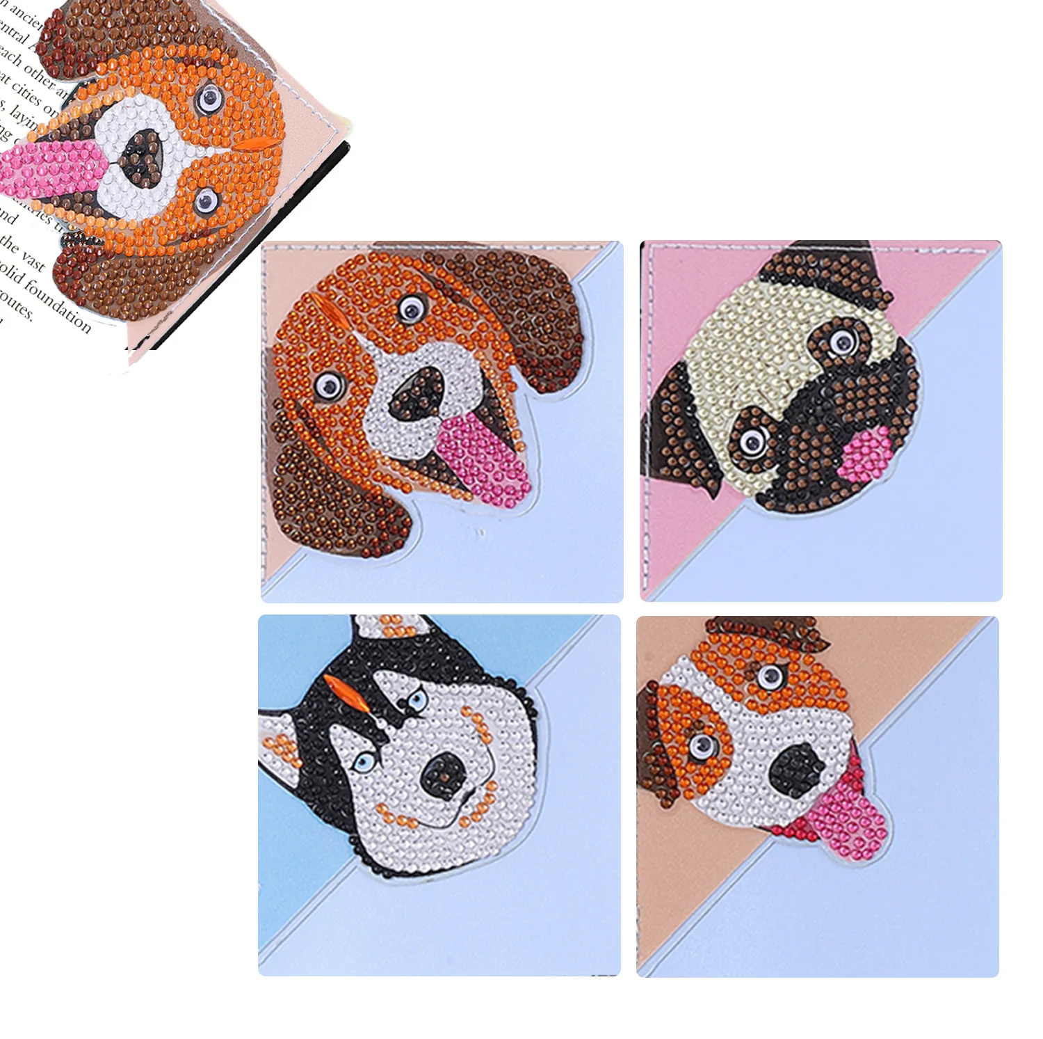 Diamond Painting Hoek Boekenleggers – Honden – 4 stuks Diamond Painting Hoek Boekenleggers – Honden – 4 stuks