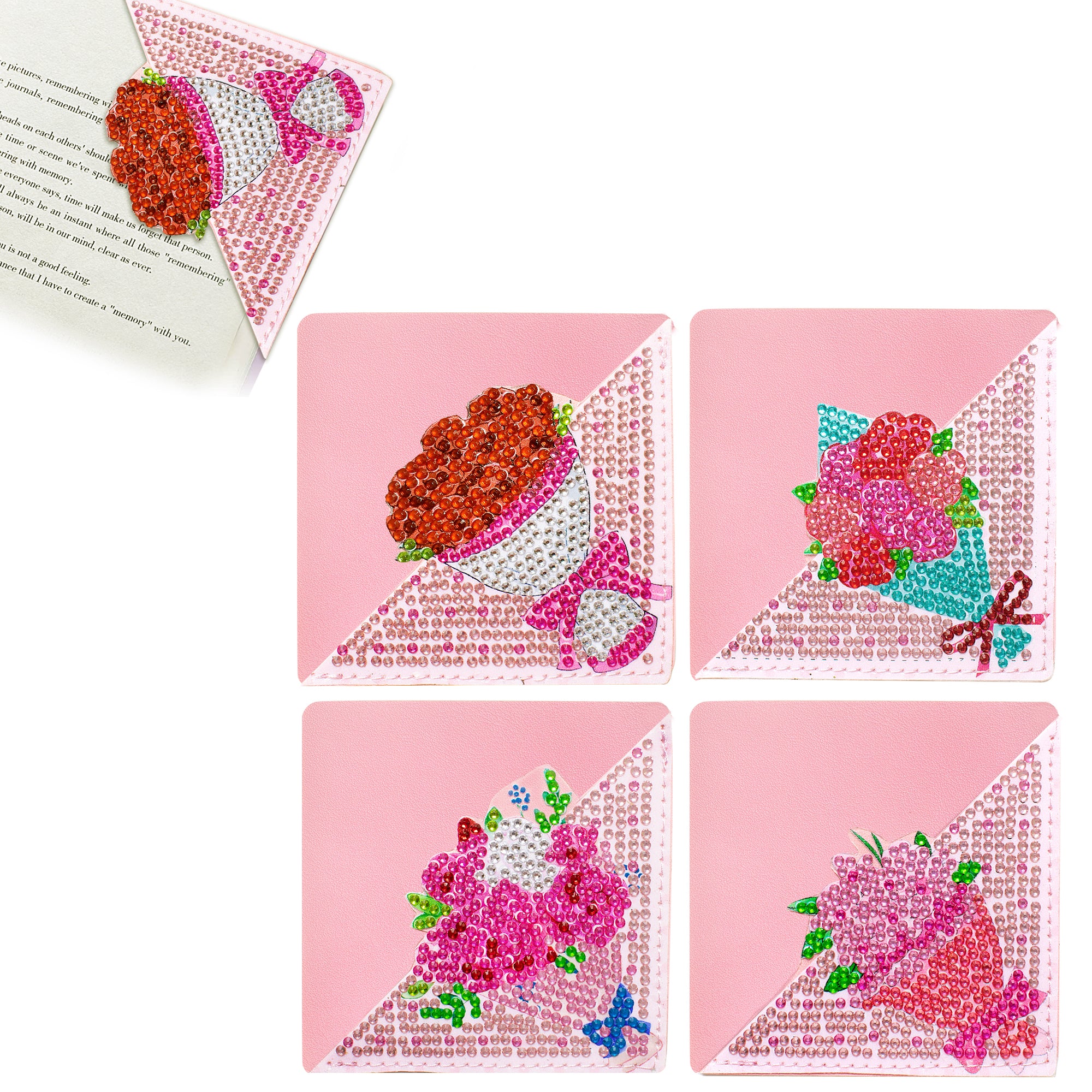 Diamond Painting Hoek Boekenleggers – Bloemen – 4 stuks Diamond Painting Hoek Boekenleggers – Bloemen – 4 stuks