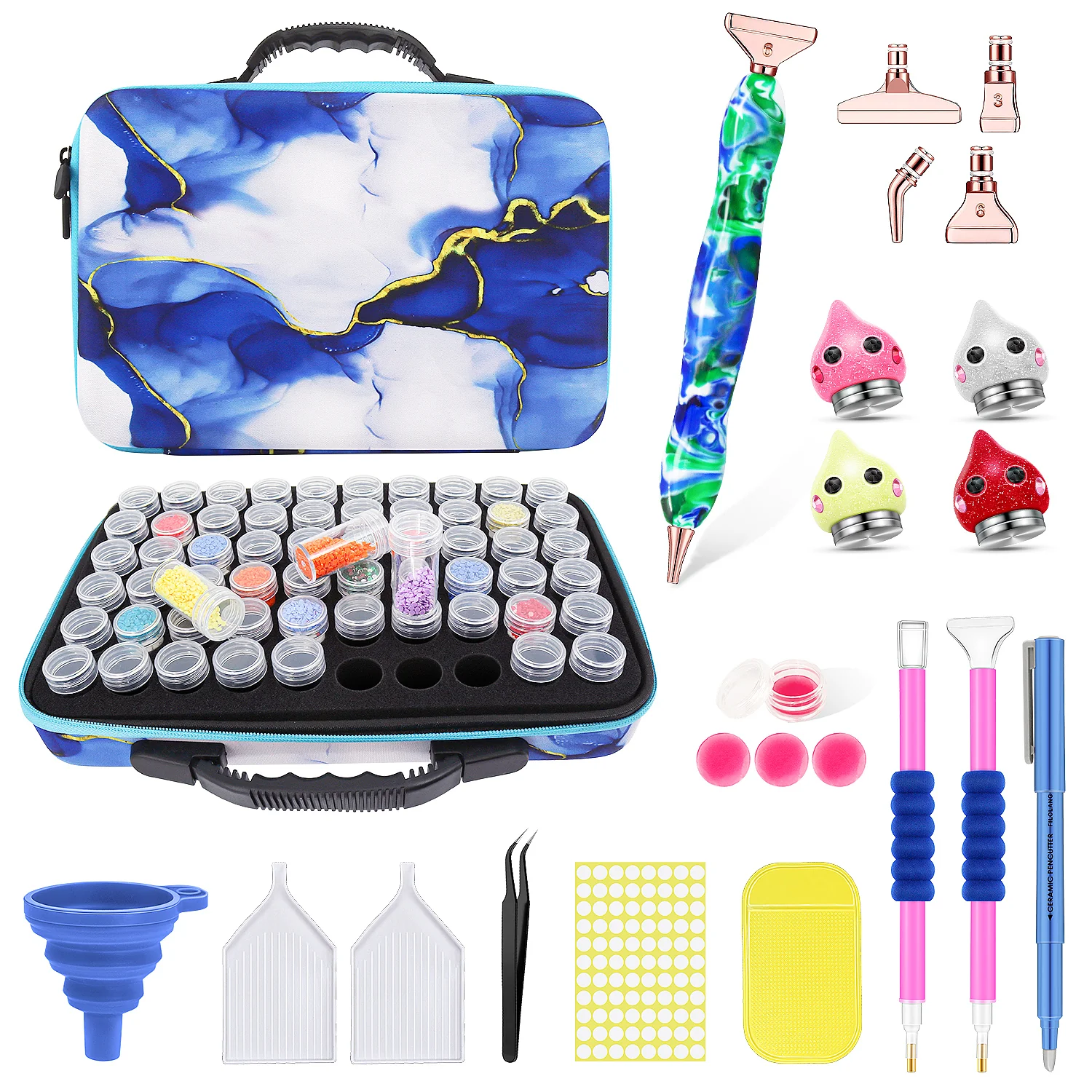 Blauwe Marmer Opbergkoffer met Accessoires