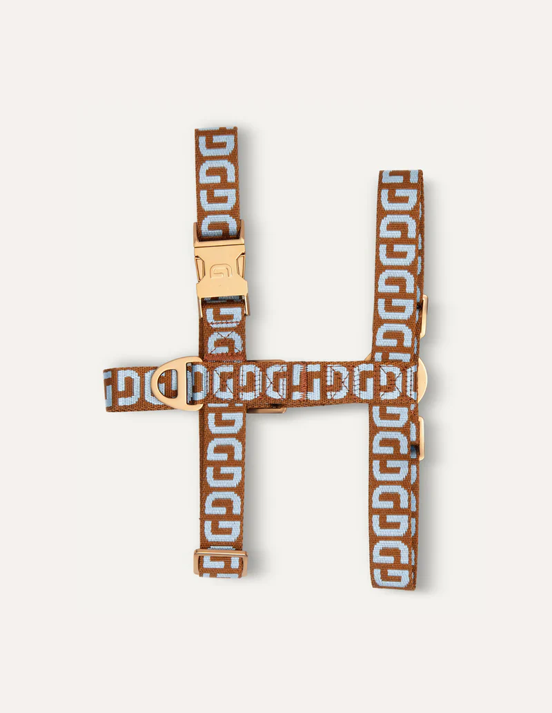 DOGGUO hondentuig – DG print – Bruin/Blauw