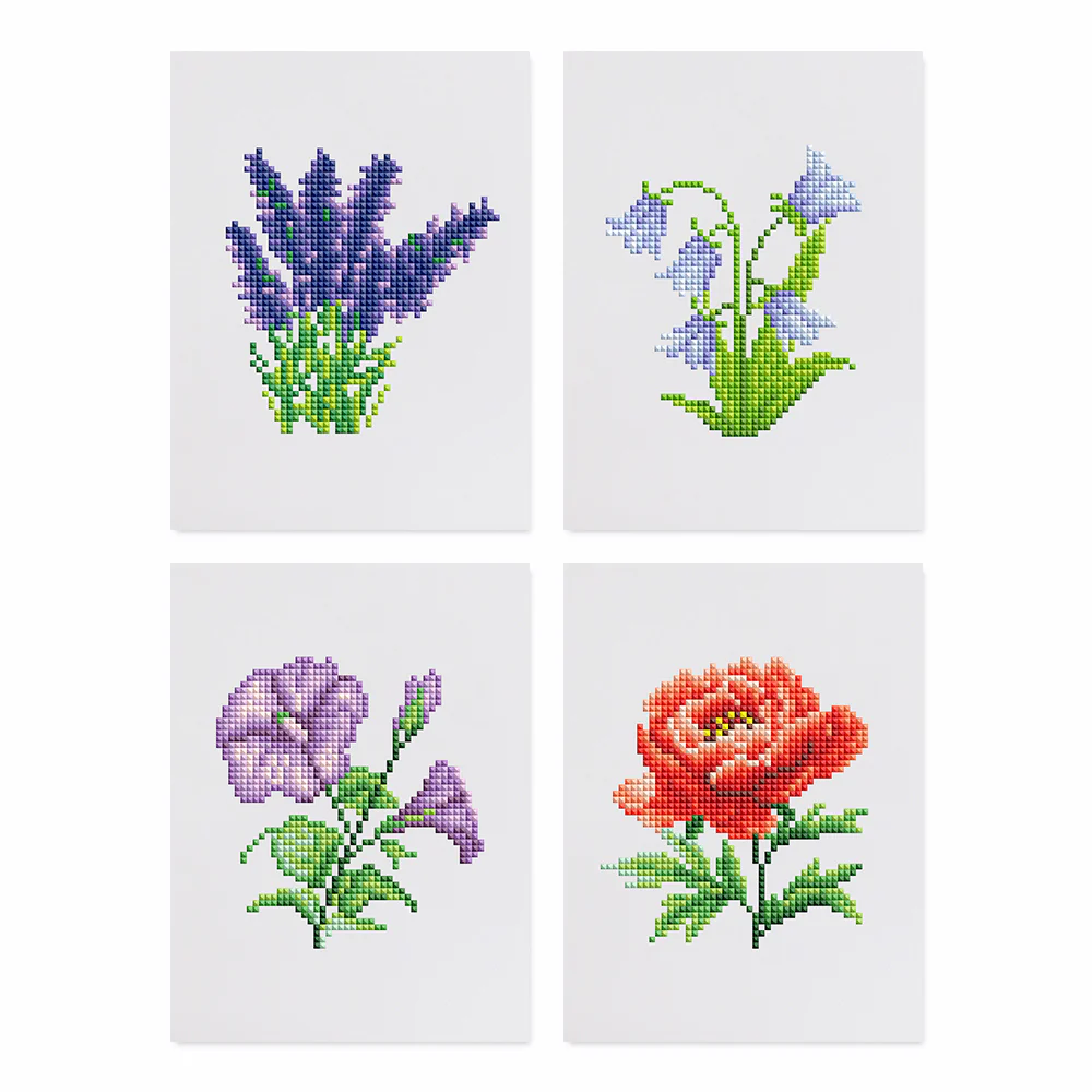4 Mini Diamond Paintings – Bloemen 4 Mini Diamond Paintings – Bloemen