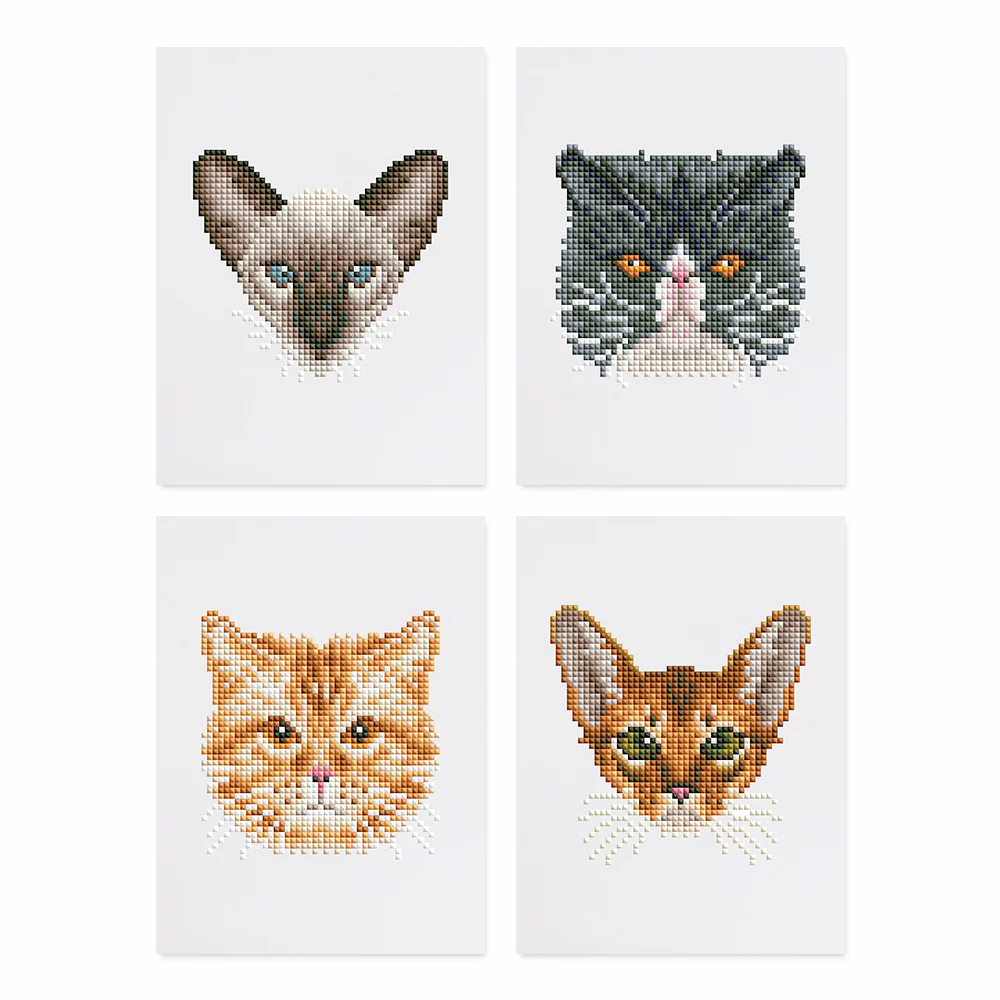 4 Mini Diamond Paintings – Katten 4 Mini Diamond Paintings – Katten
