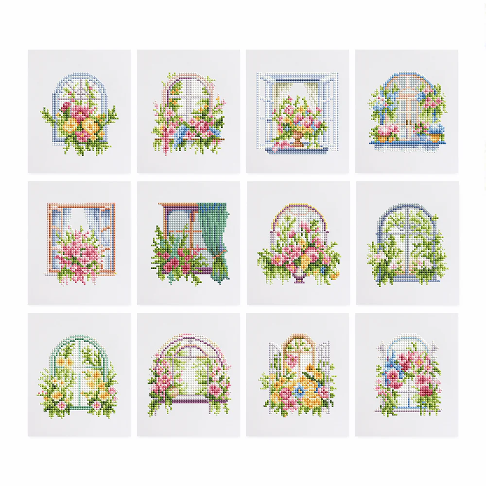 12 Mini Diamond Paintings – Ramen met Bloemen