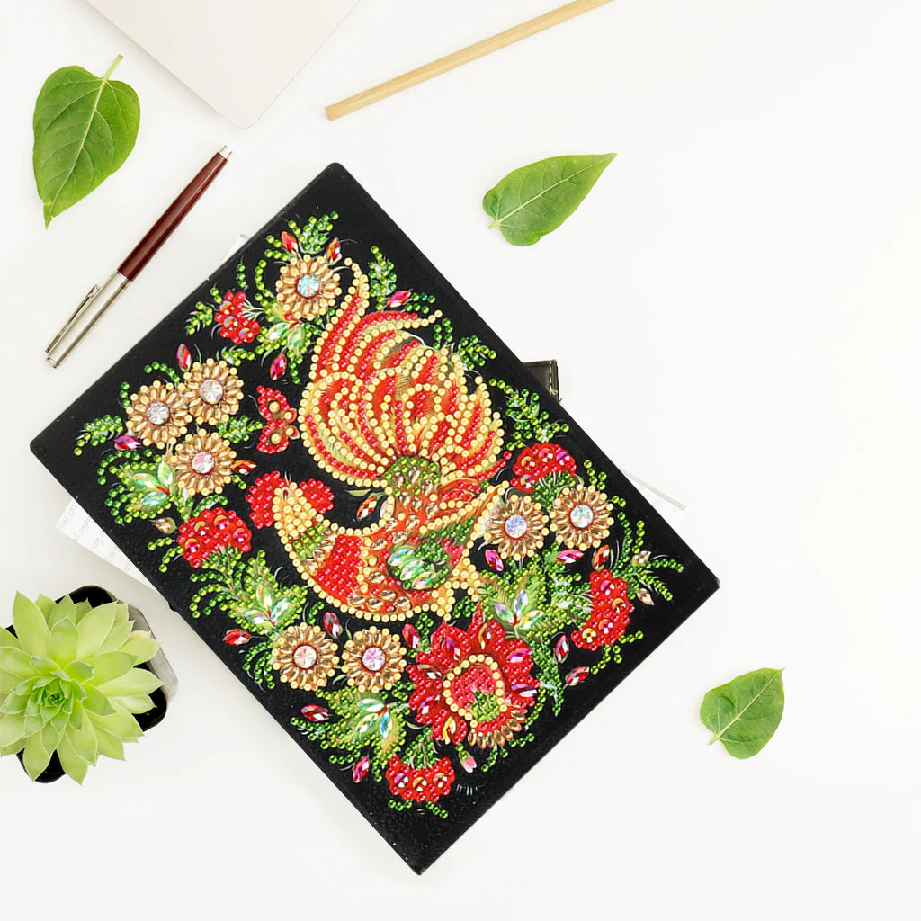 Diamond Painting Notitieboek – Haan met Bloemen