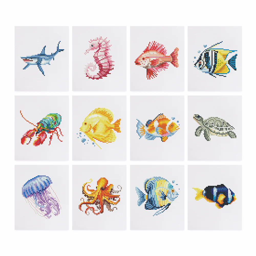 12 Mini Diamond Paintings – Zeedieren