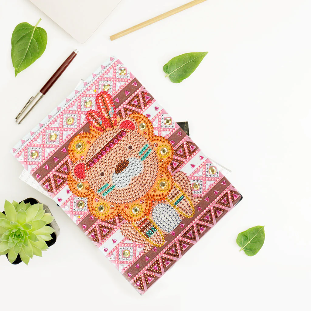 Diamond Painting Notitieboek – Indiaan Leeuw