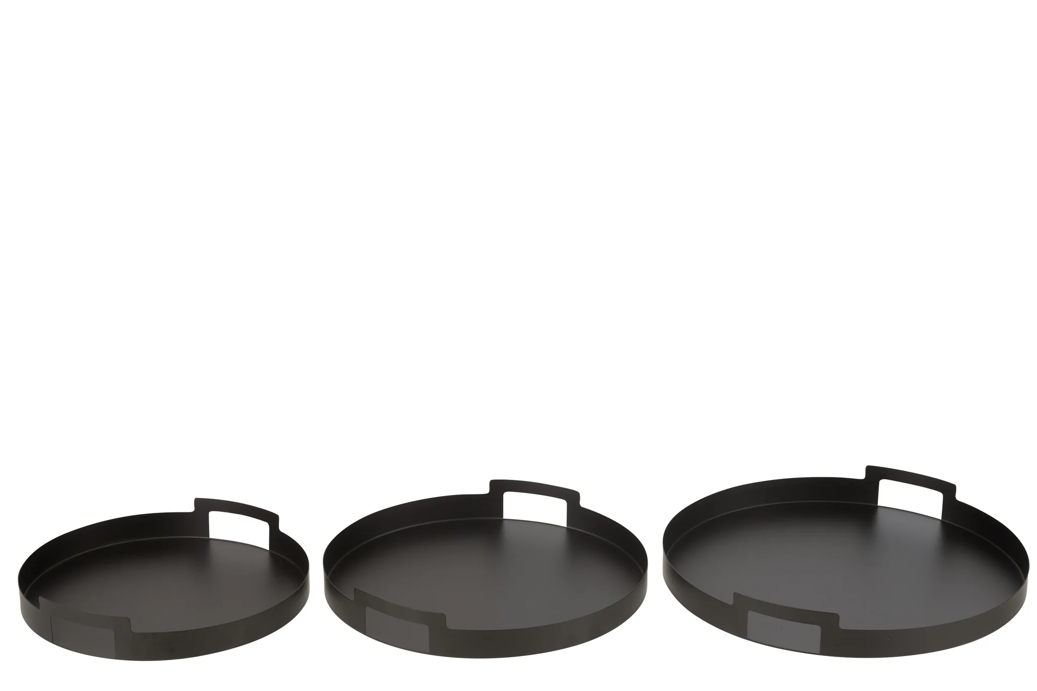 Dienbladen – Rond – Metaal – Zwart – Set van 3