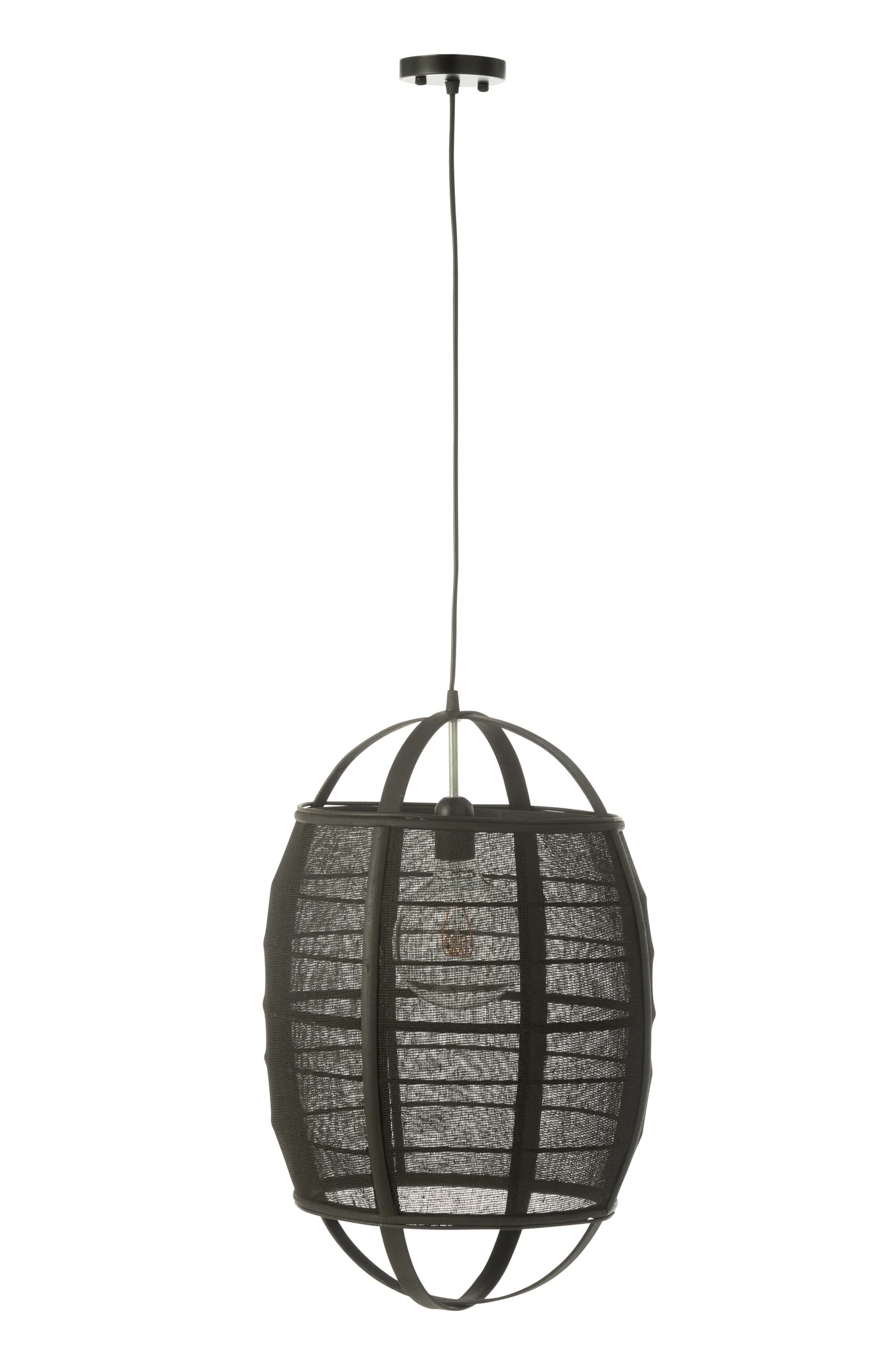 Hanglamp – Ion – Linnen/ Bamboe – Zwart – S