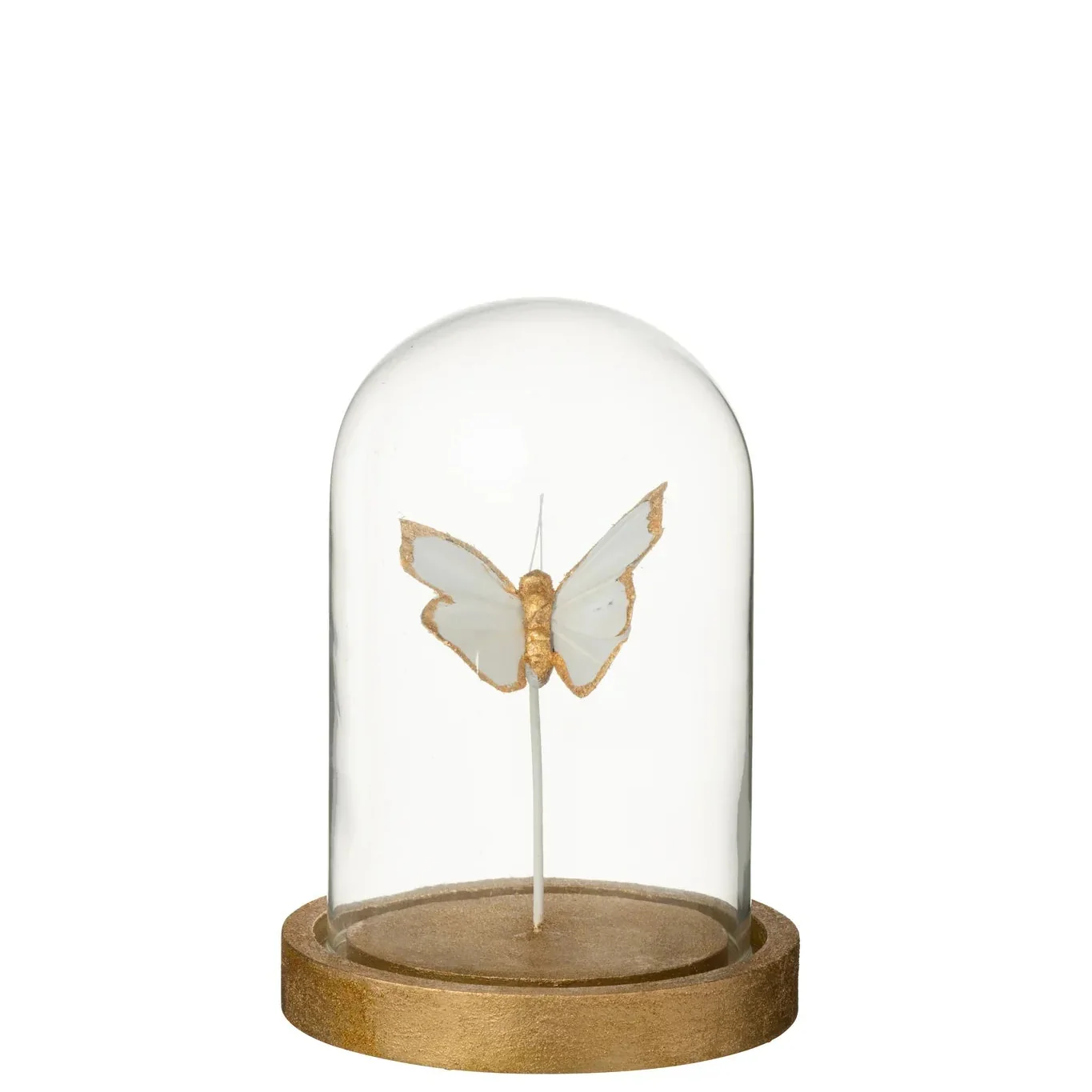 Decoratieve Stolp – Vlinder – Glas – Wit/ Goudkleurig – S
