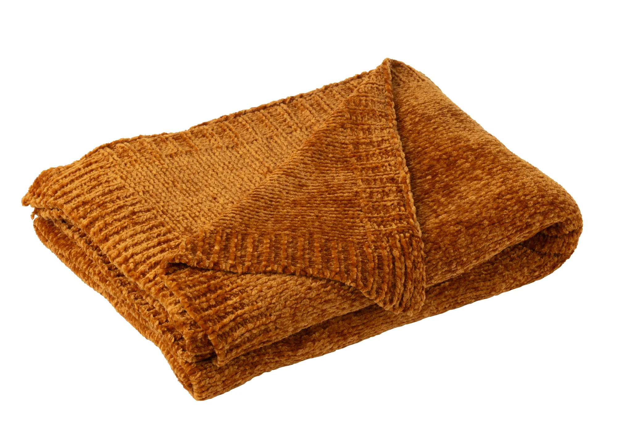 Deken/ Plaid – Chenille – Polyester – Roestbruin