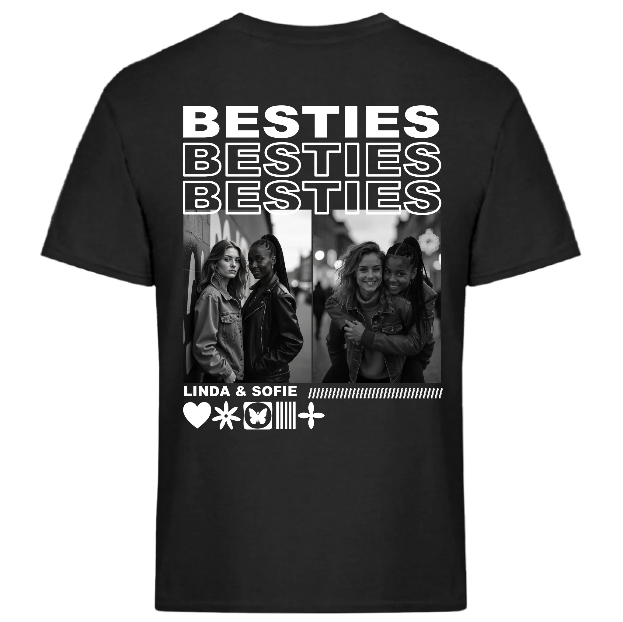Gepersonaliseerd festival T-shirt met foto en tekst – Besties