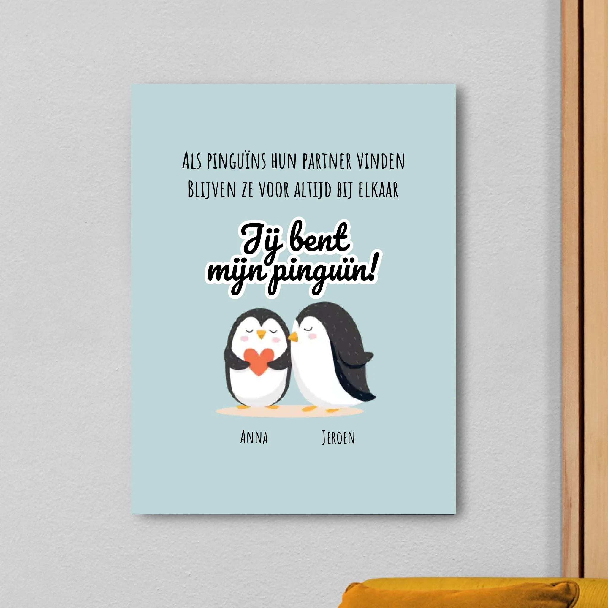 Gepersonaliseerd canvas met namen – “Jij bent mijn pinguïn”