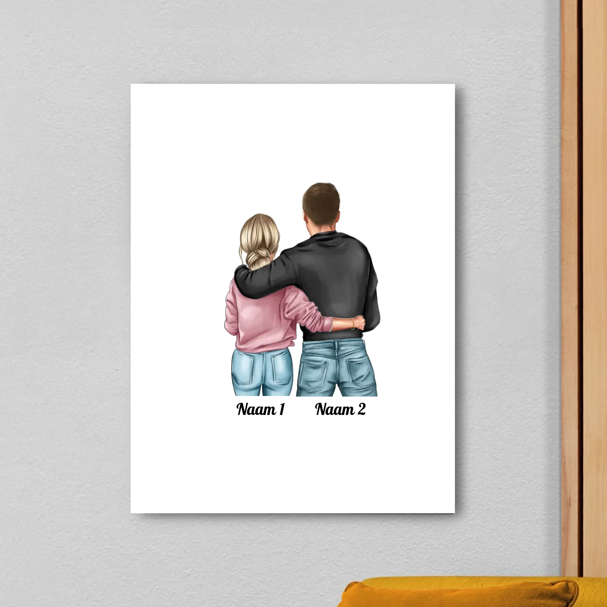 Gepersonaliseerd canvas – Man en vrouw – Voeg eigen namen toe en personaliseer de personages