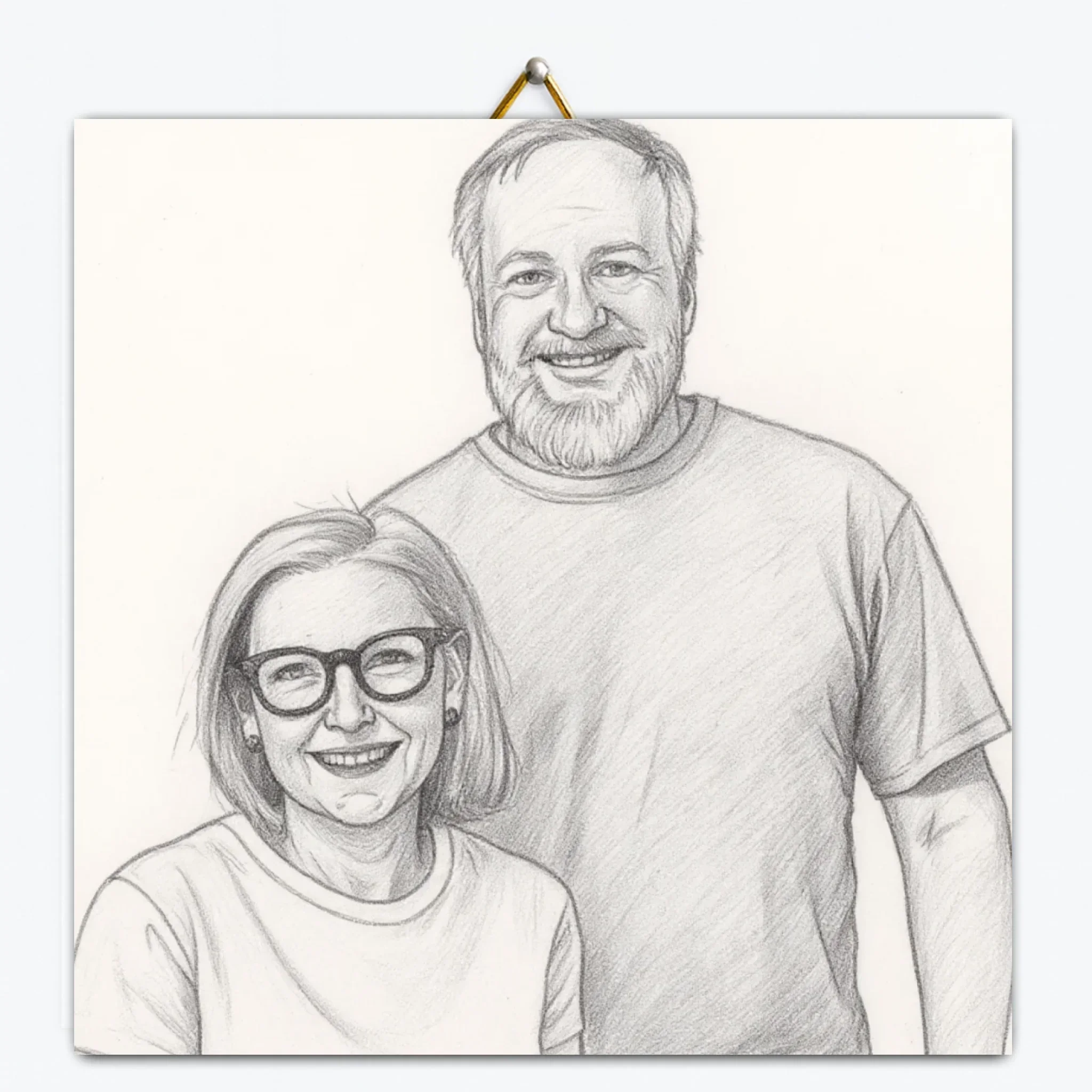 Gepersonaliseerd tegeltje met eigen foto in tekenstijl Gepersonaliseerd tegeltje met eigen foto in tekenstijl