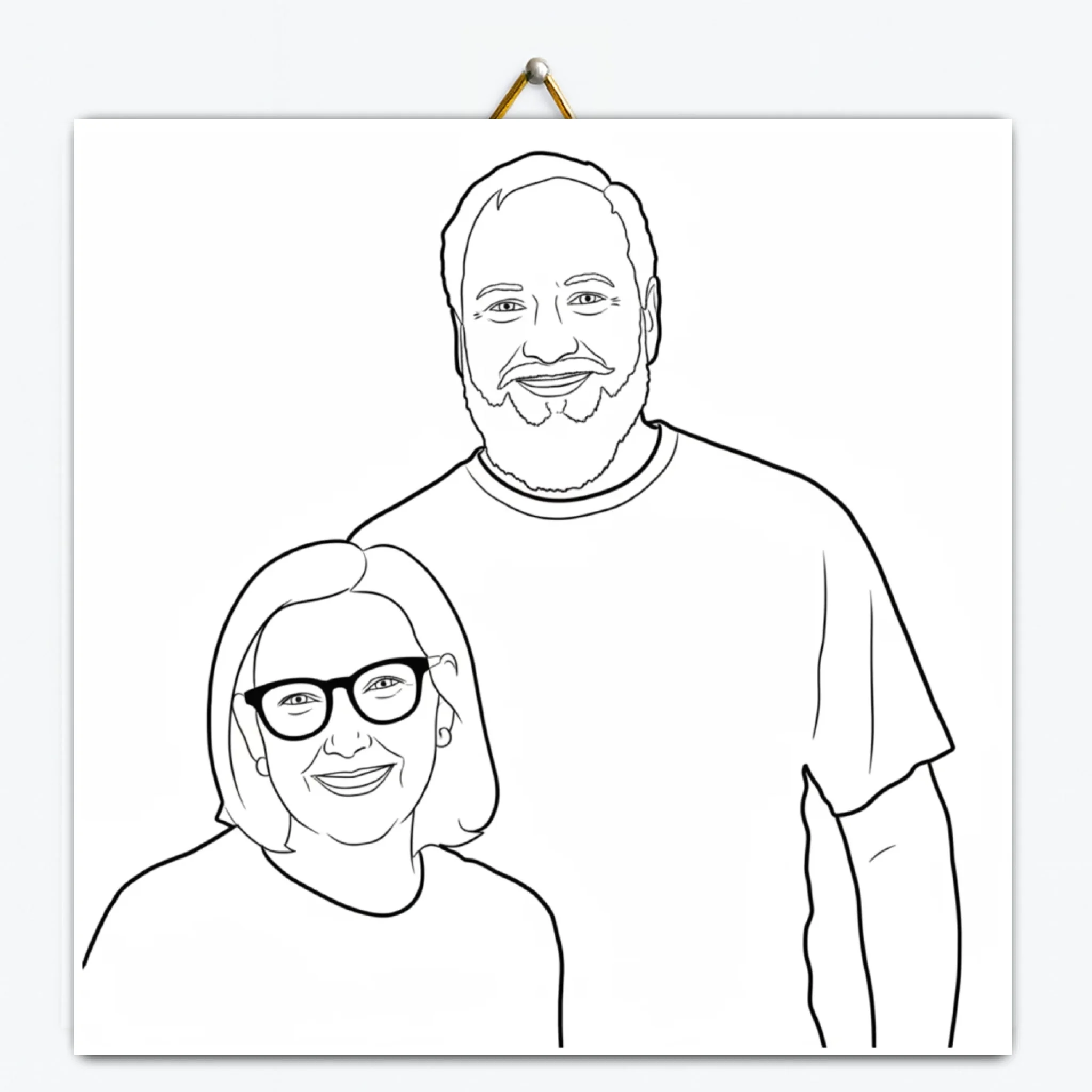 Gepersonaliseerd tegeltje met eigen foto als lijntekening Gepersonaliseerd tegeltje met eigen foto als lijntekening