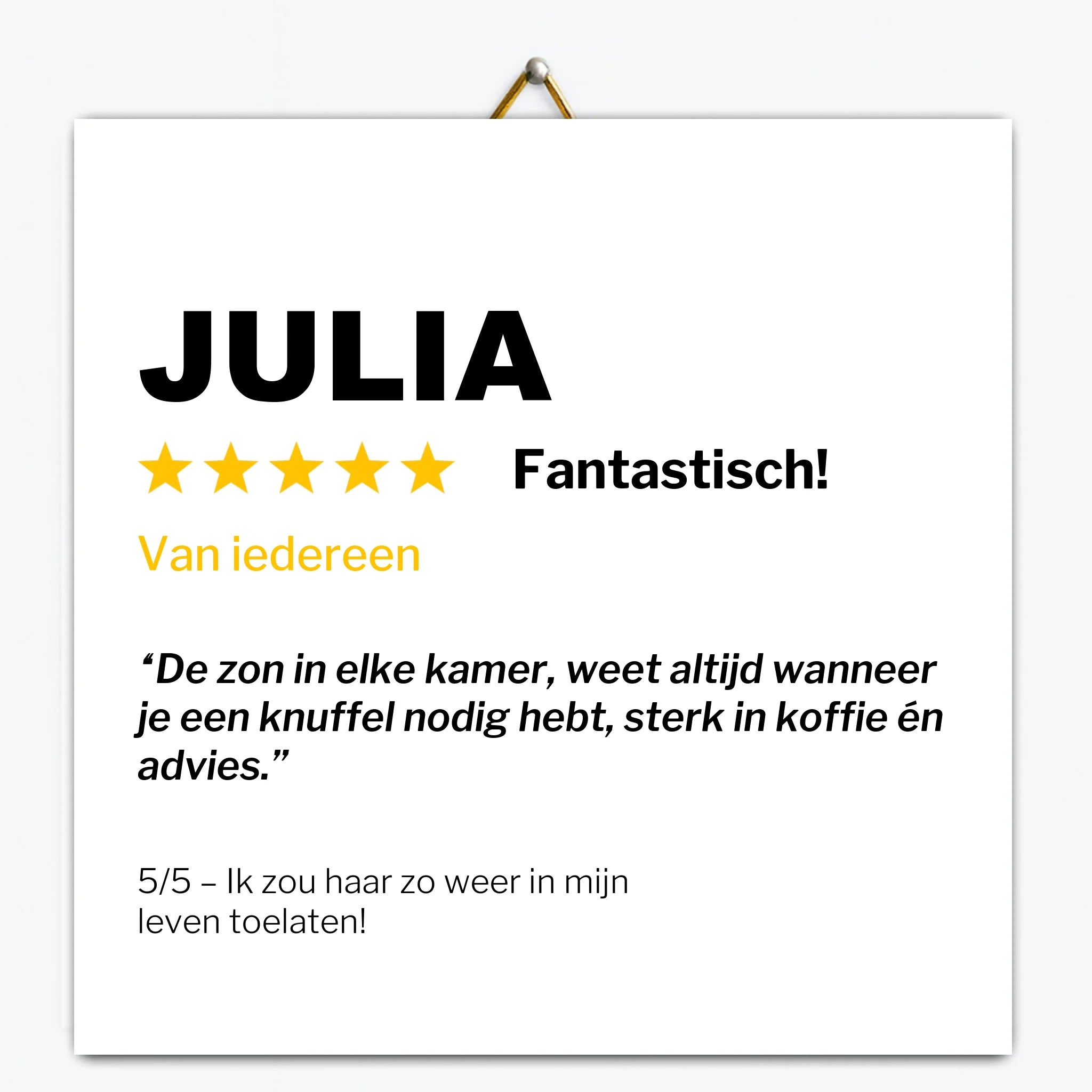 Gepersonaliseerd tegeltje met review Gepersonaliseerd tegeltje met review
