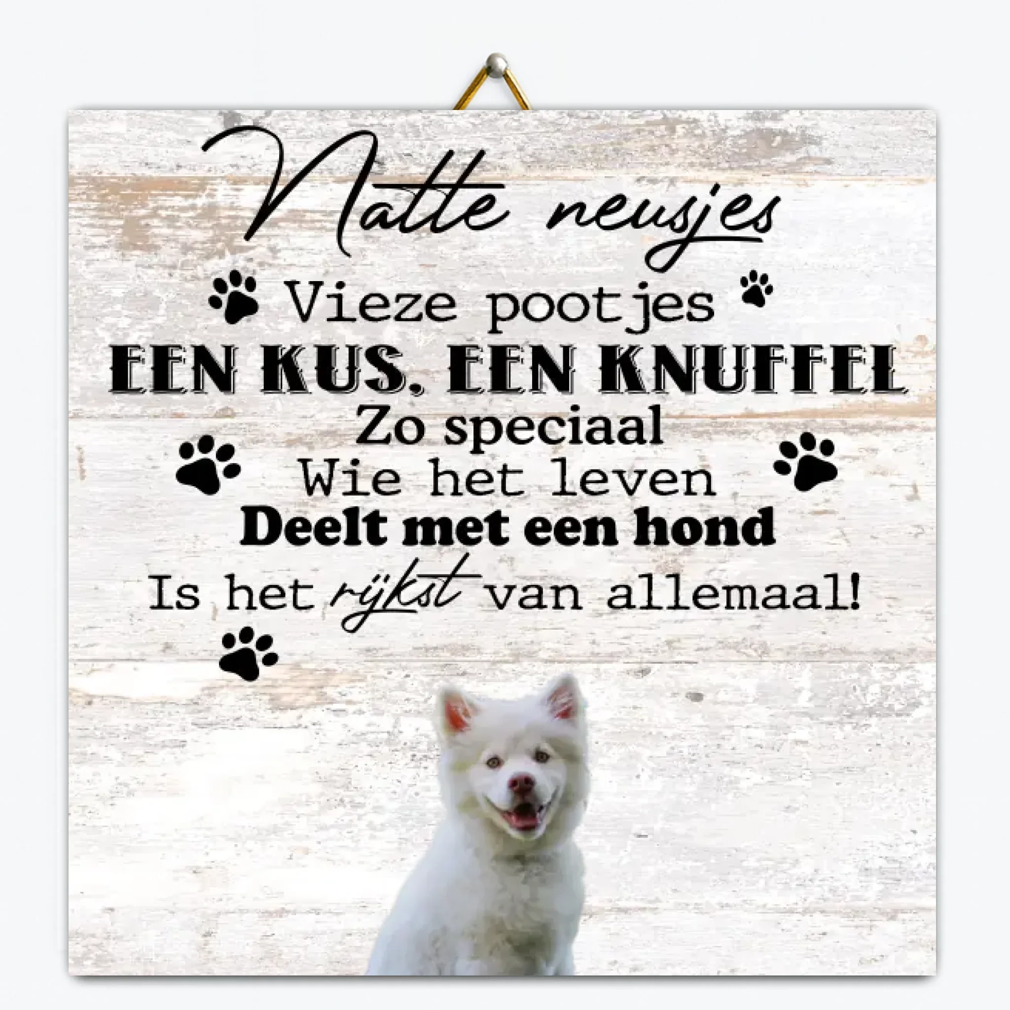 Gepersonaliseerd foto tegeltje met huisdier gedicht – Natte neusjes