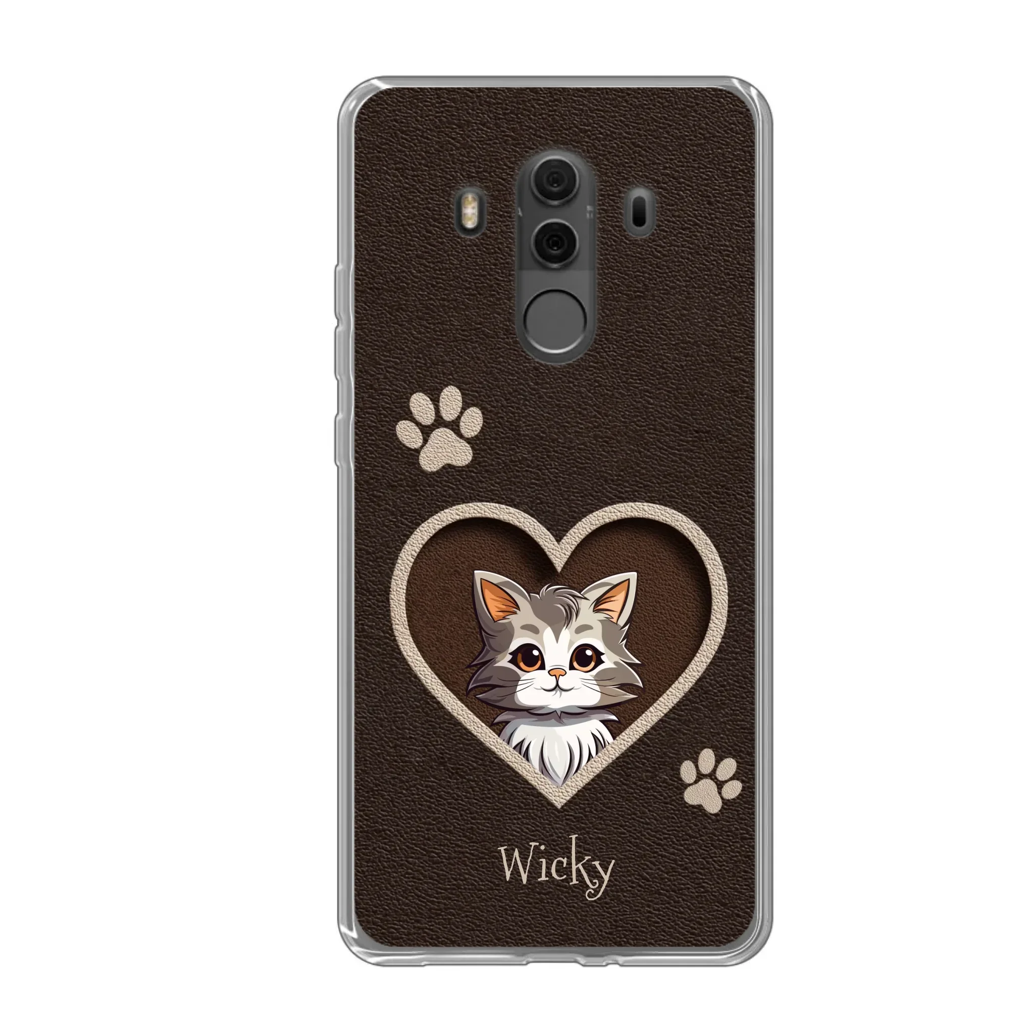 Gepersonaliseerd Huawei telefoonhoesje – Cartoon van eigen huisdier en naam