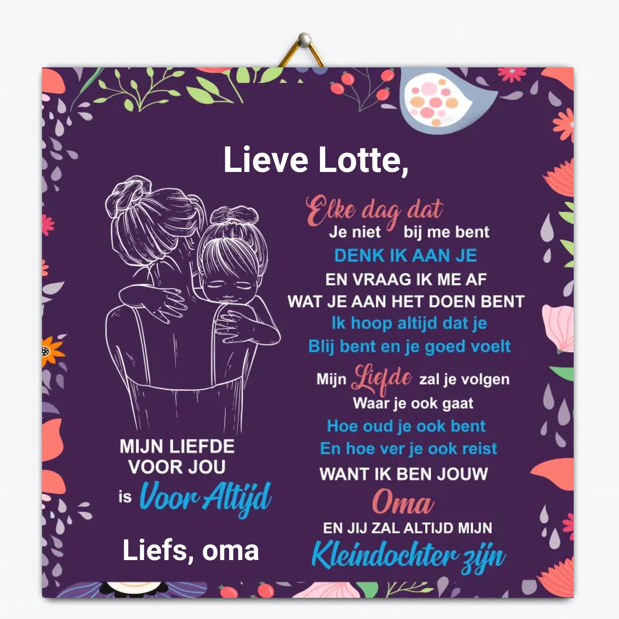 Gepersonaliseerd tegeltje – Van opa of oma aan kleinkind Gepersonaliseerd tegeltje – Van opa of oma aan kleinkind