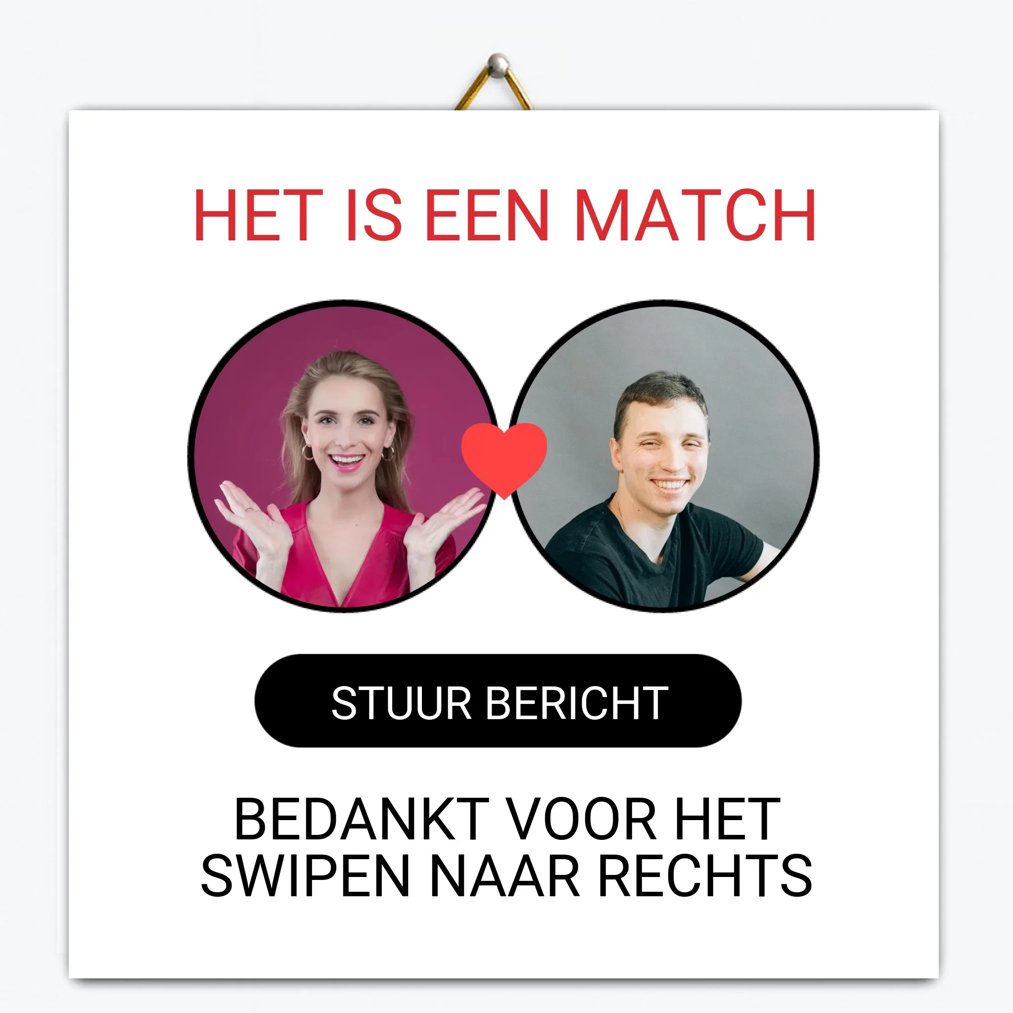 Gepersonaliseerd tegeltje – Bedankt voor het swipen naar rechts