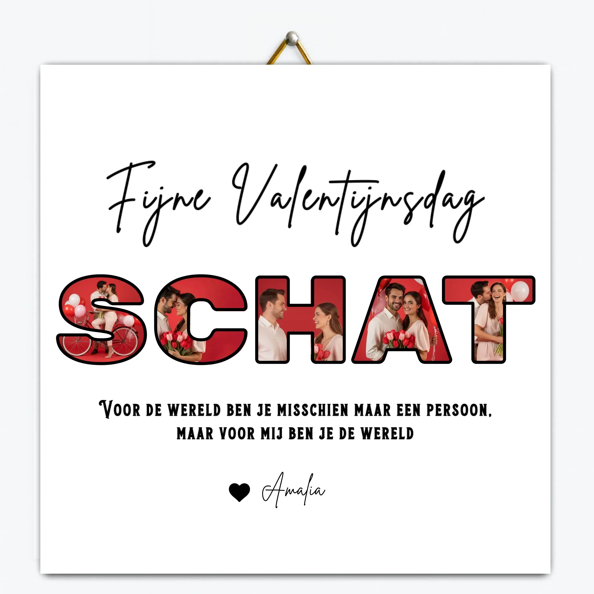 Gepersonaliseerd foto tegeltje – Fijne Valentijnsdag Schat