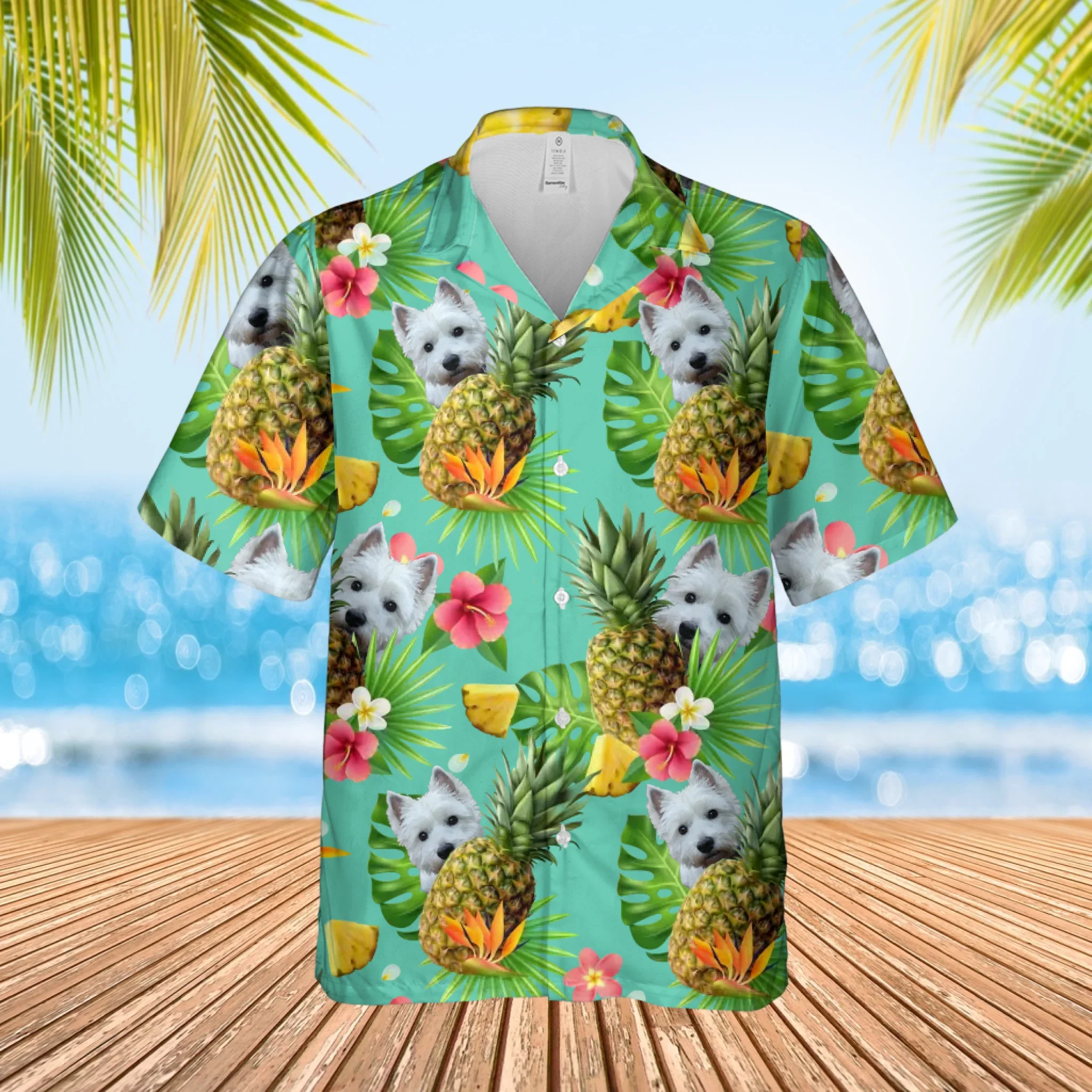 Gepersonaliseerd Ananas Hawaii shirt met eigen foto van huisdier