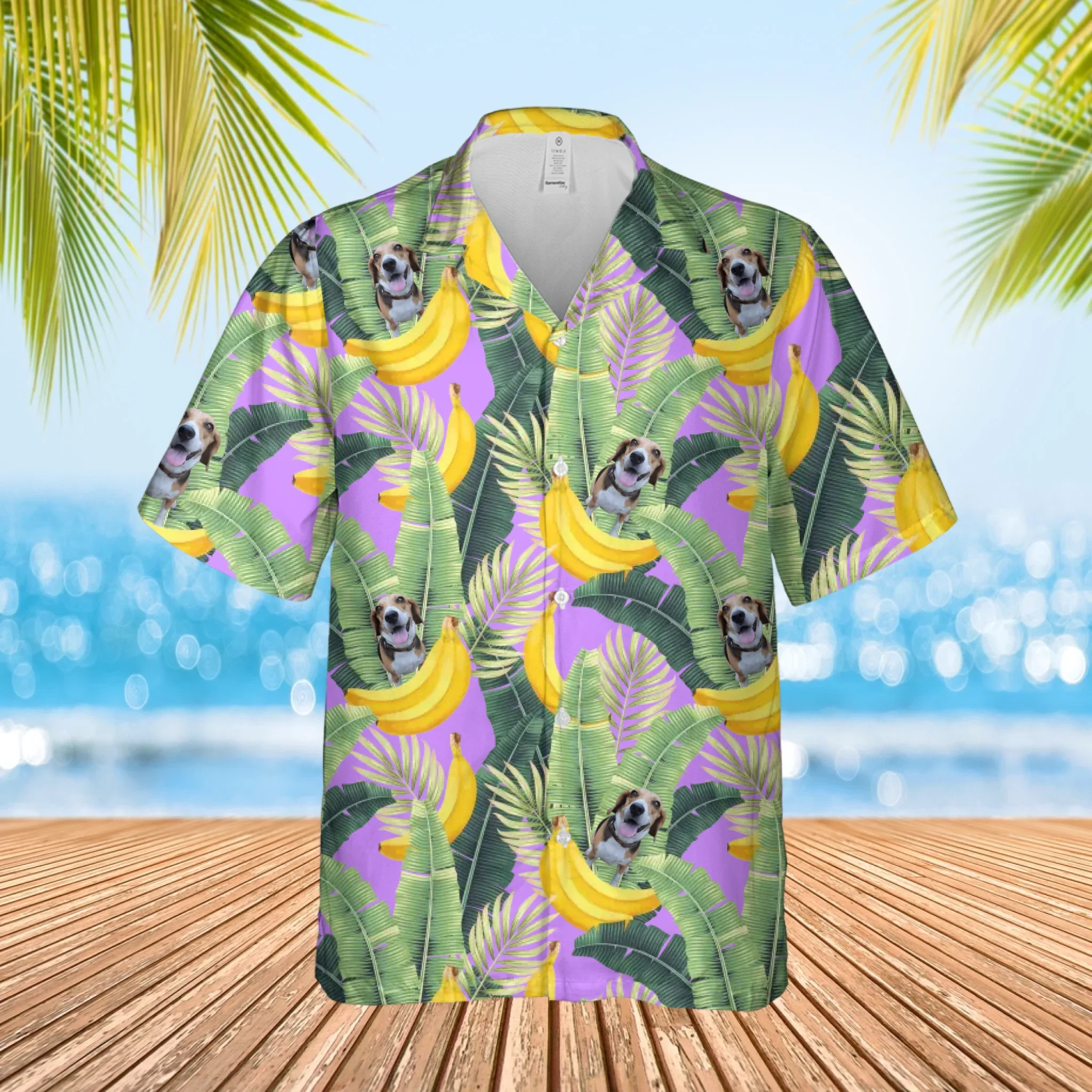 Gepersonaliseerd Bananen Hawaii shirt met eigen foto van huisdier