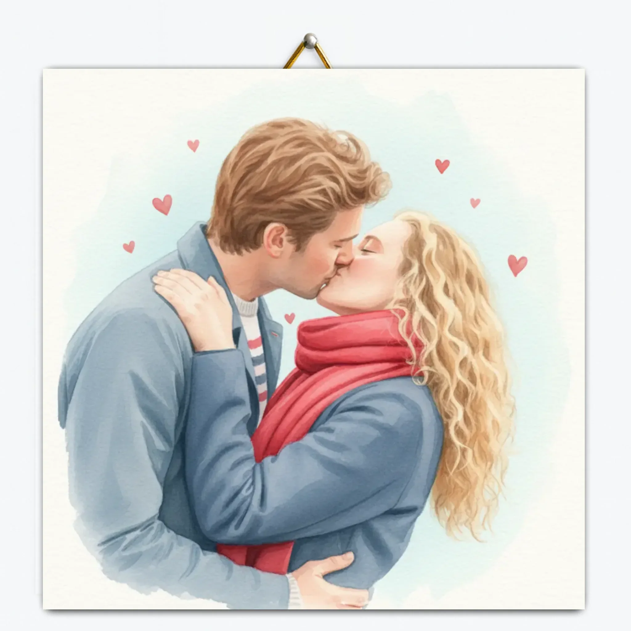 Gepersonaliseerd tegeltje – Aquarel met hartjes