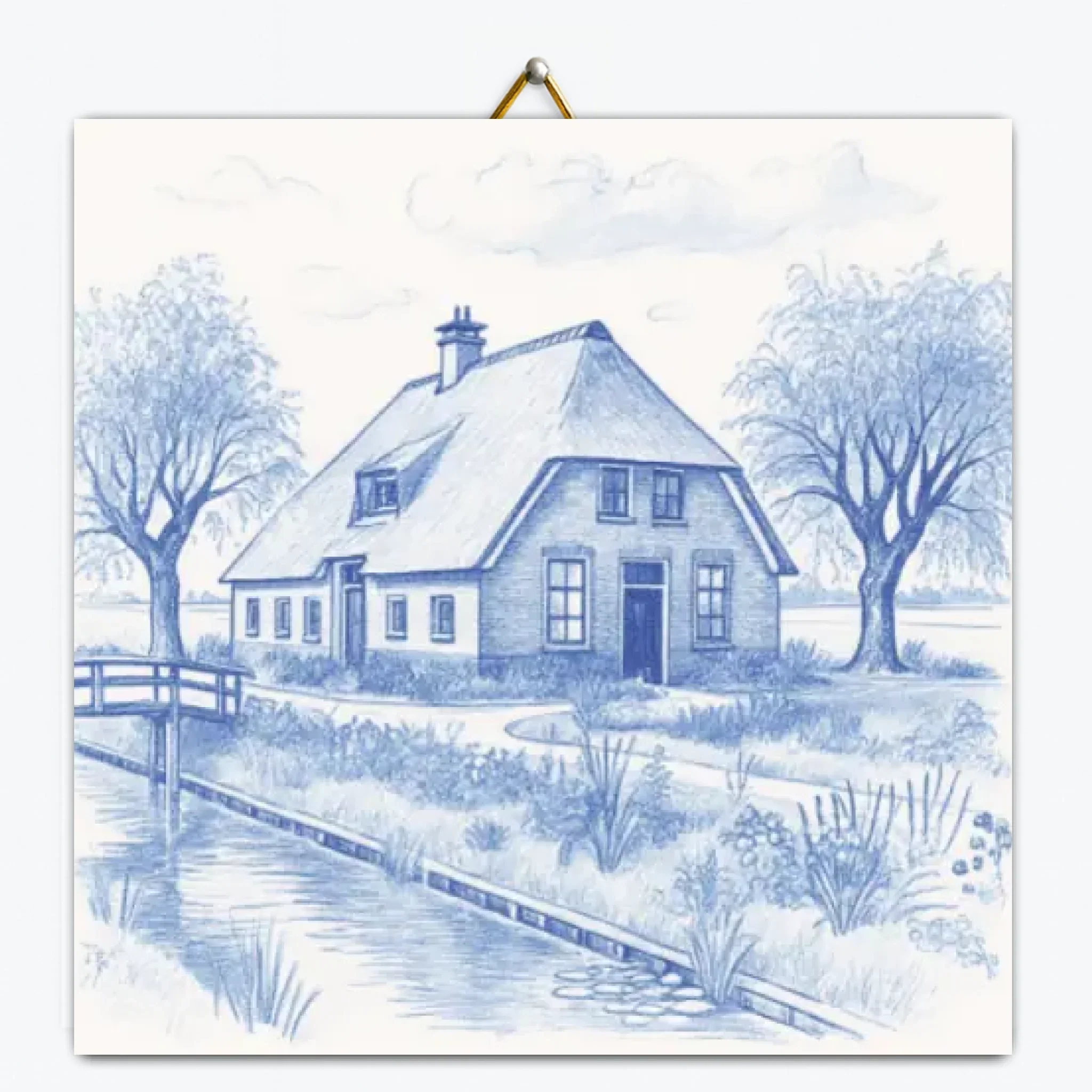 Delfts Blauw tegeltje bedrukken met eigen huis