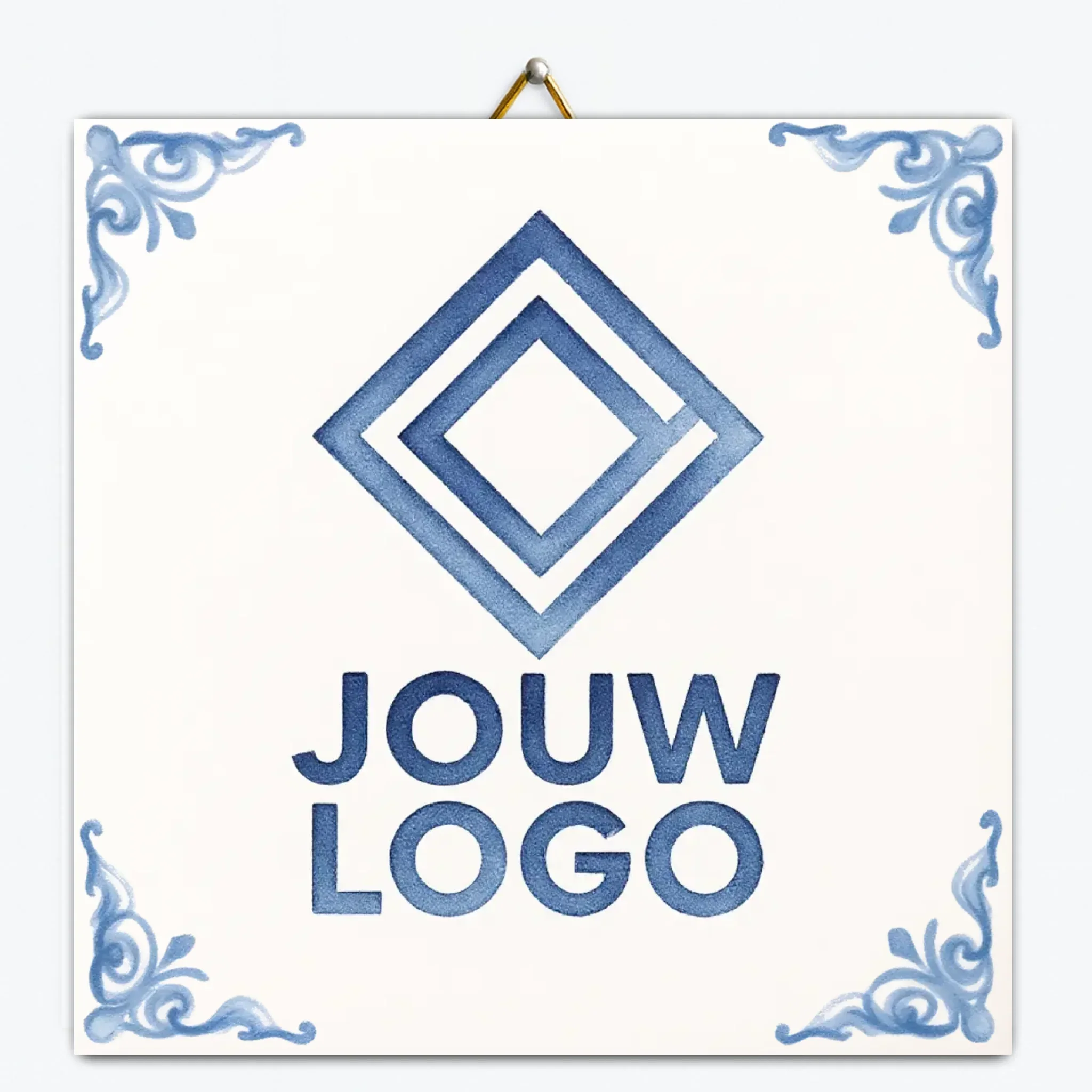 Delfts Blauw tegeltje bedrukken met eigen logo