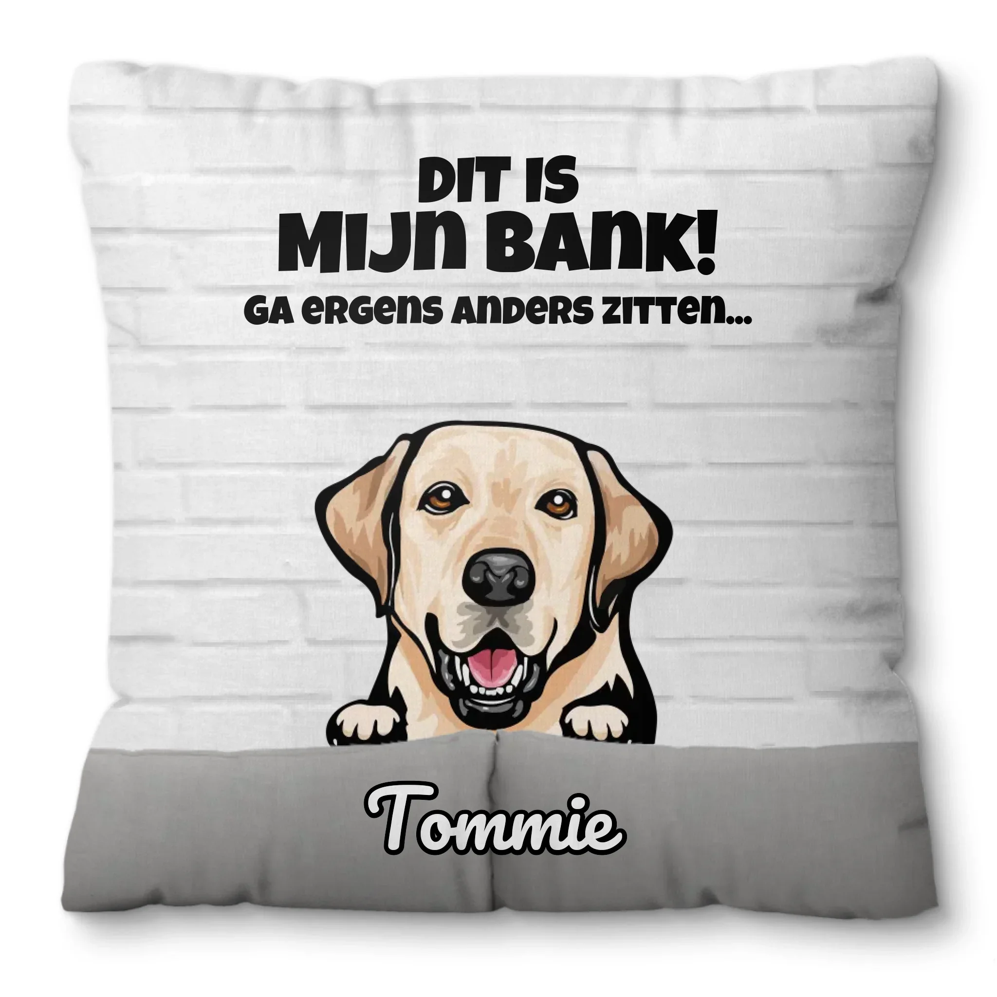 Gepersonaliseerd huisdier kussen – “Dit is mijn bank” – Voeg tot 4 huisdieren toe