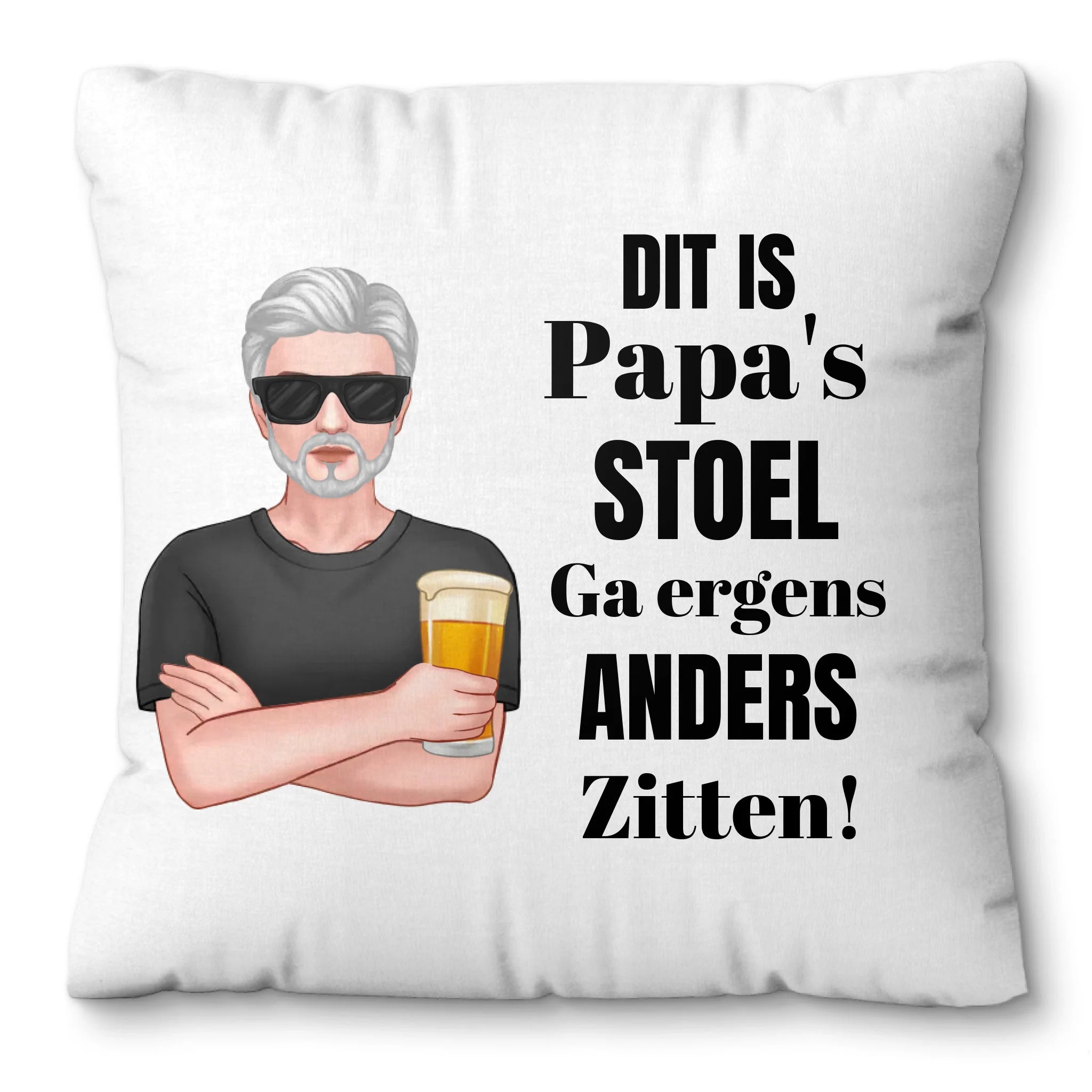 Gepersonaliseerd kussensloop – “Dit is papa’s stoel, ga ergens anders zitten” Gepersonaliseerd kussensloop – “Dit is papa’s stoel, ga ergens anders zitten”