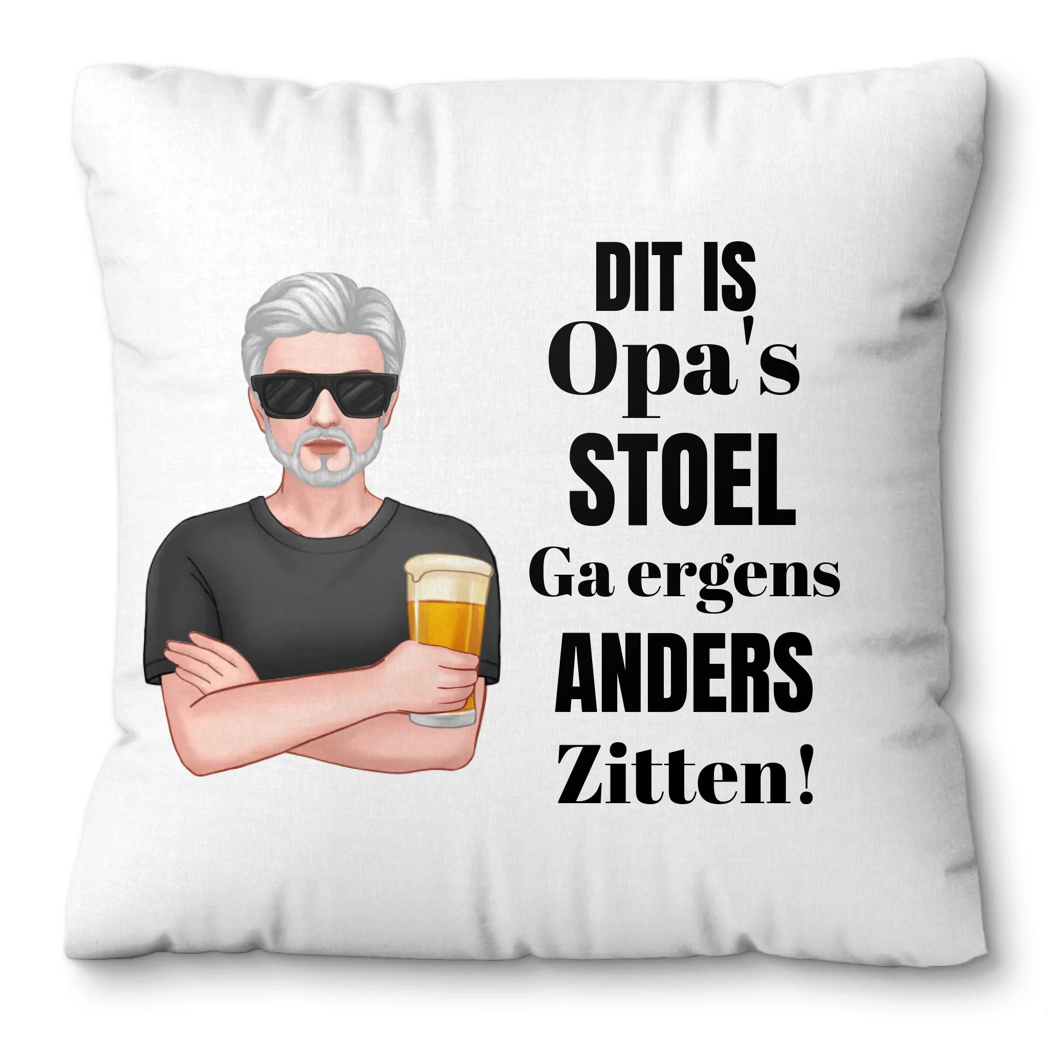 Gepersonaliseerd kussen – “Dit is opa’s stoel, ga ergens anders zitten” Gepersonaliseerd kussen – “Dit is opa’s stoel, ga ergens anders zitten”
