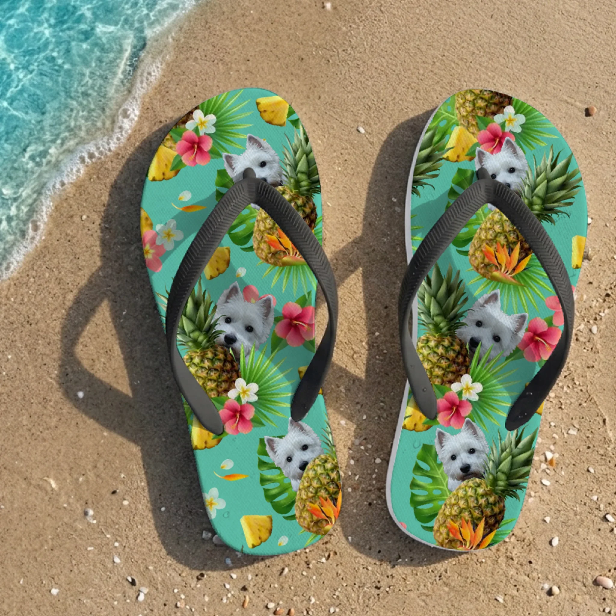 Gepersonaliseerde ananas print slippers met je huisdier – Voeg zelf een foto toe