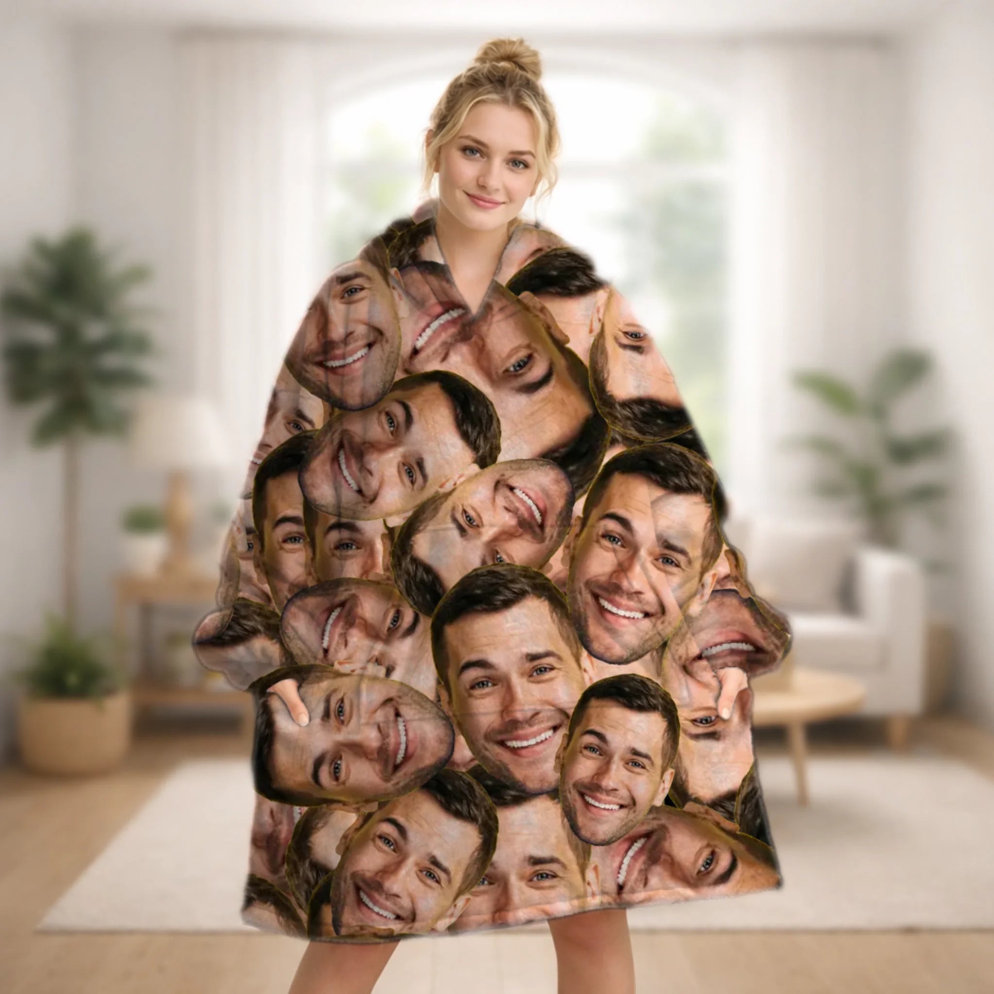 Gepersonaliseerde hoodie deken met oneindige hoofden Gepersonaliseerde hoodie deken met oneindige hoofden